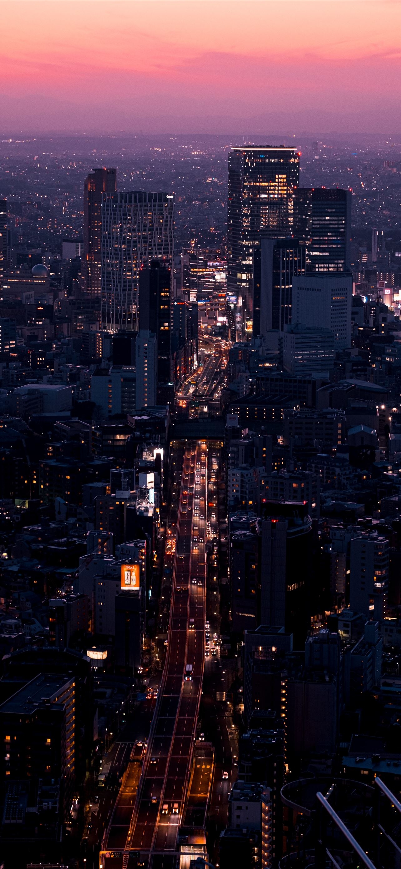 1290x2780 aerial view of city buildings during night time iPhone 12 Wallpaper Free Download, Phone