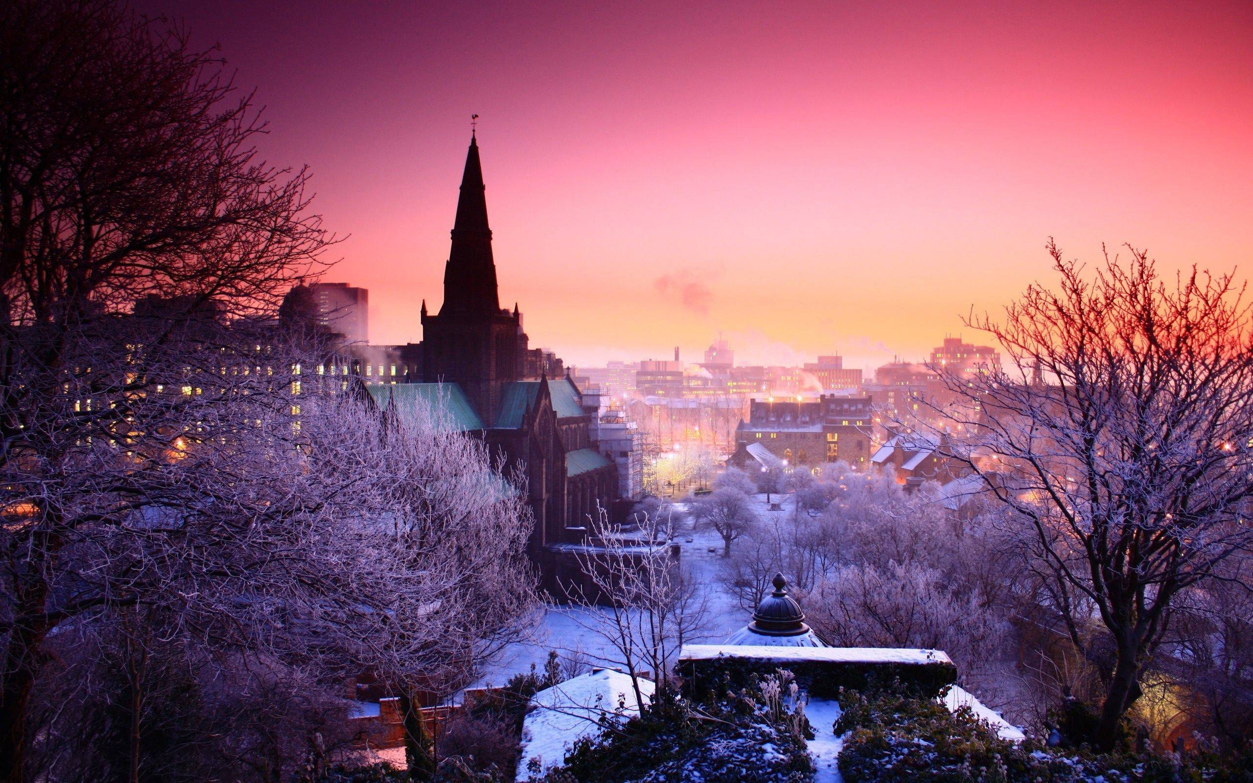 2560x1600 Church on a winter evening Wallpaper #, Desktop