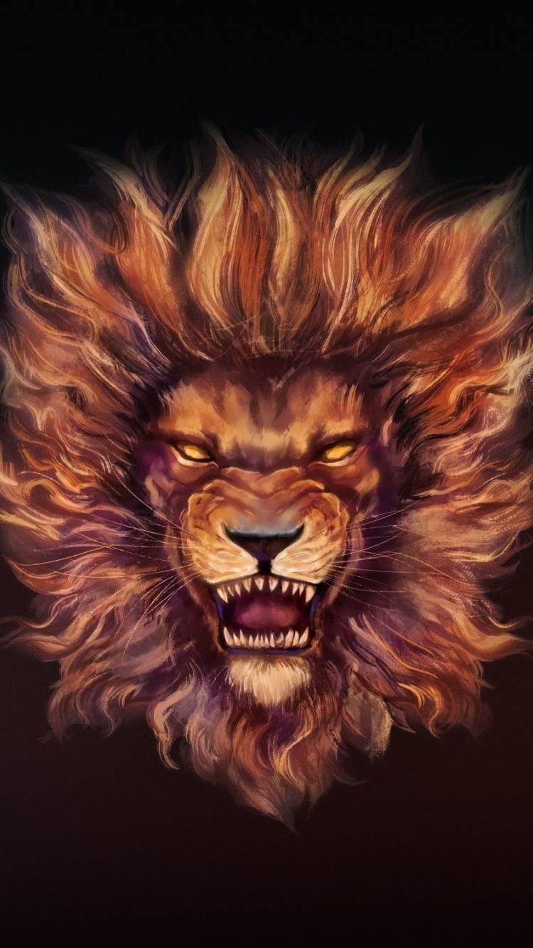 750x1340 Download  wallpaper lion's roar, fantasy, muzzle, art, iphone iphone  HD image, background, 10806, Phone