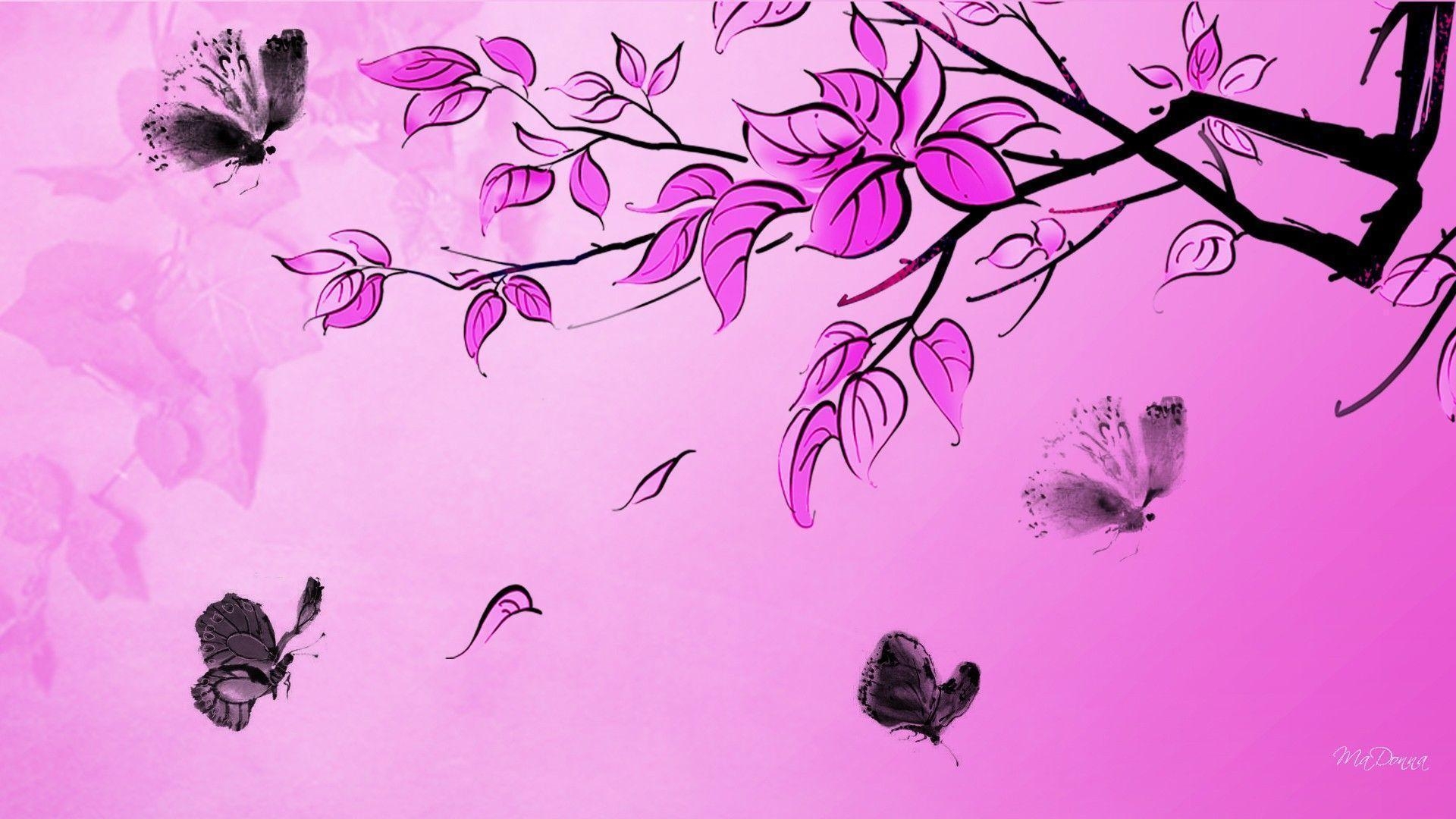 1920x1080 Hot Pink And Black Butterfly Wallpaper, Desktop