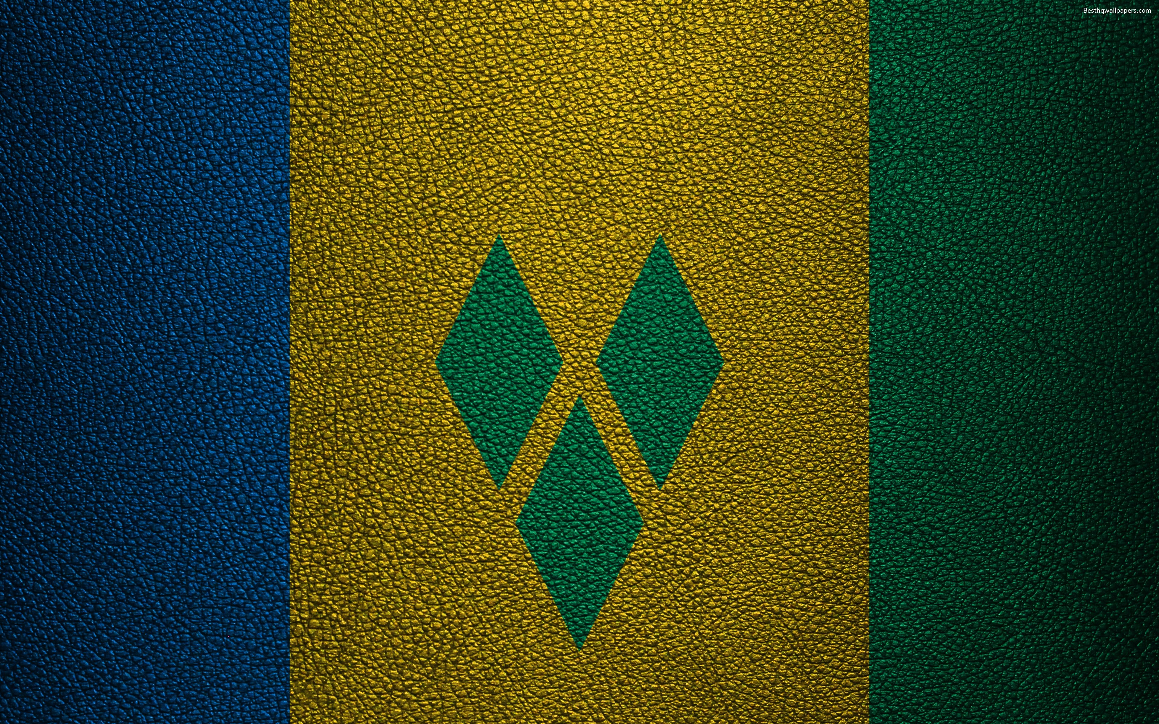 3840x2400 Download wallpaper Flag of Saint Vincent and the Grenadines, 4k, Desktop