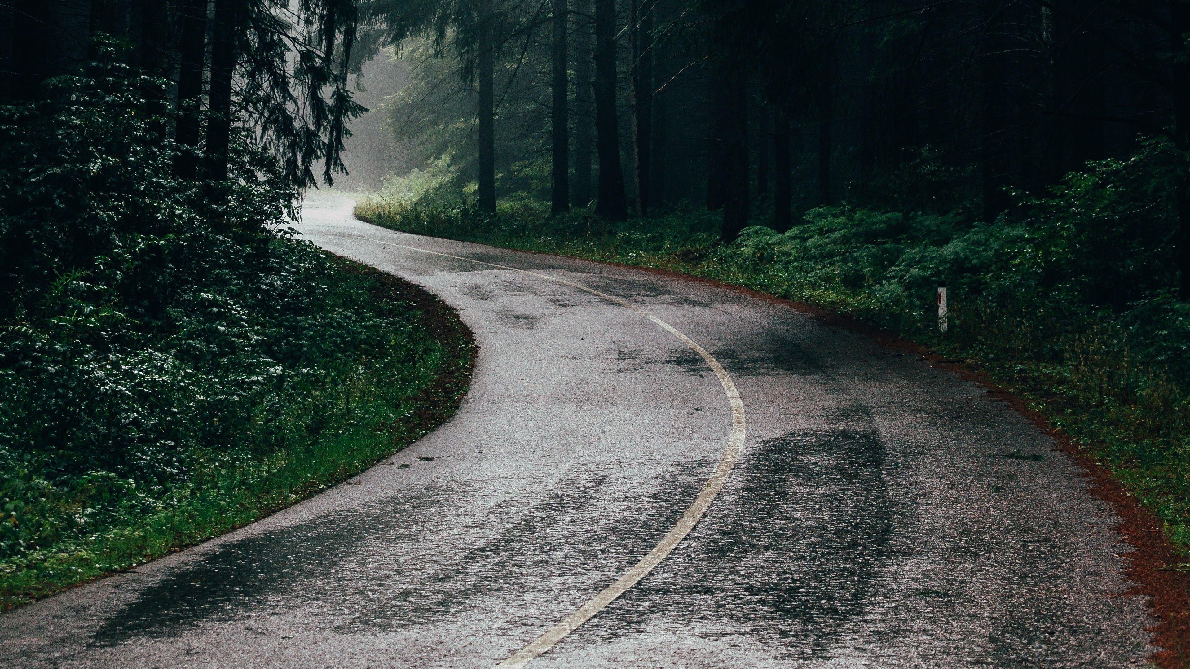 3840x2160 Wallpaper Rainy Road Beautiful, Desktop