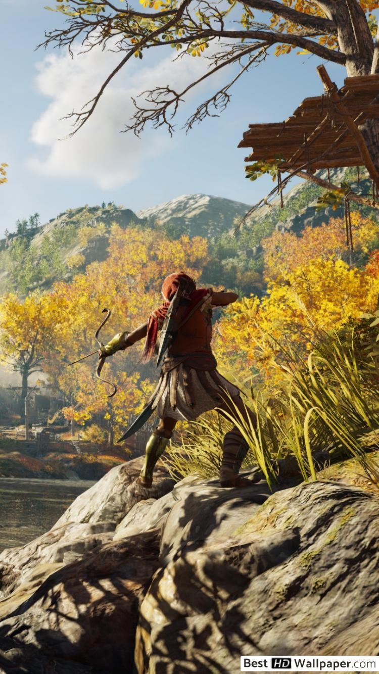 750x1340 Assassin's Creed Odyssey hunting moose HD wallpaper download, Phone