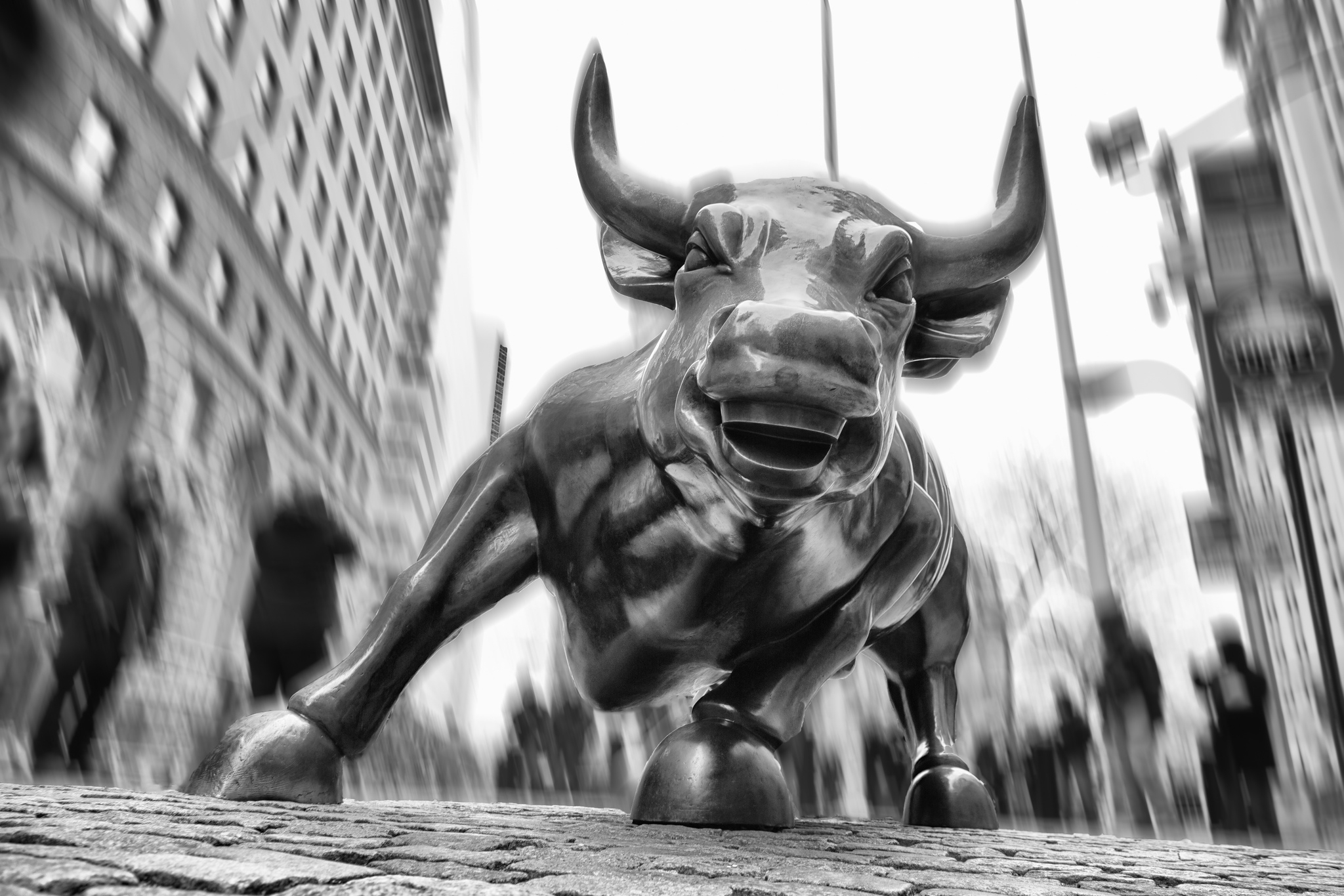 2050x1370 Wallpaper Wall Street, bull, financial district, New York, USA, Desktop