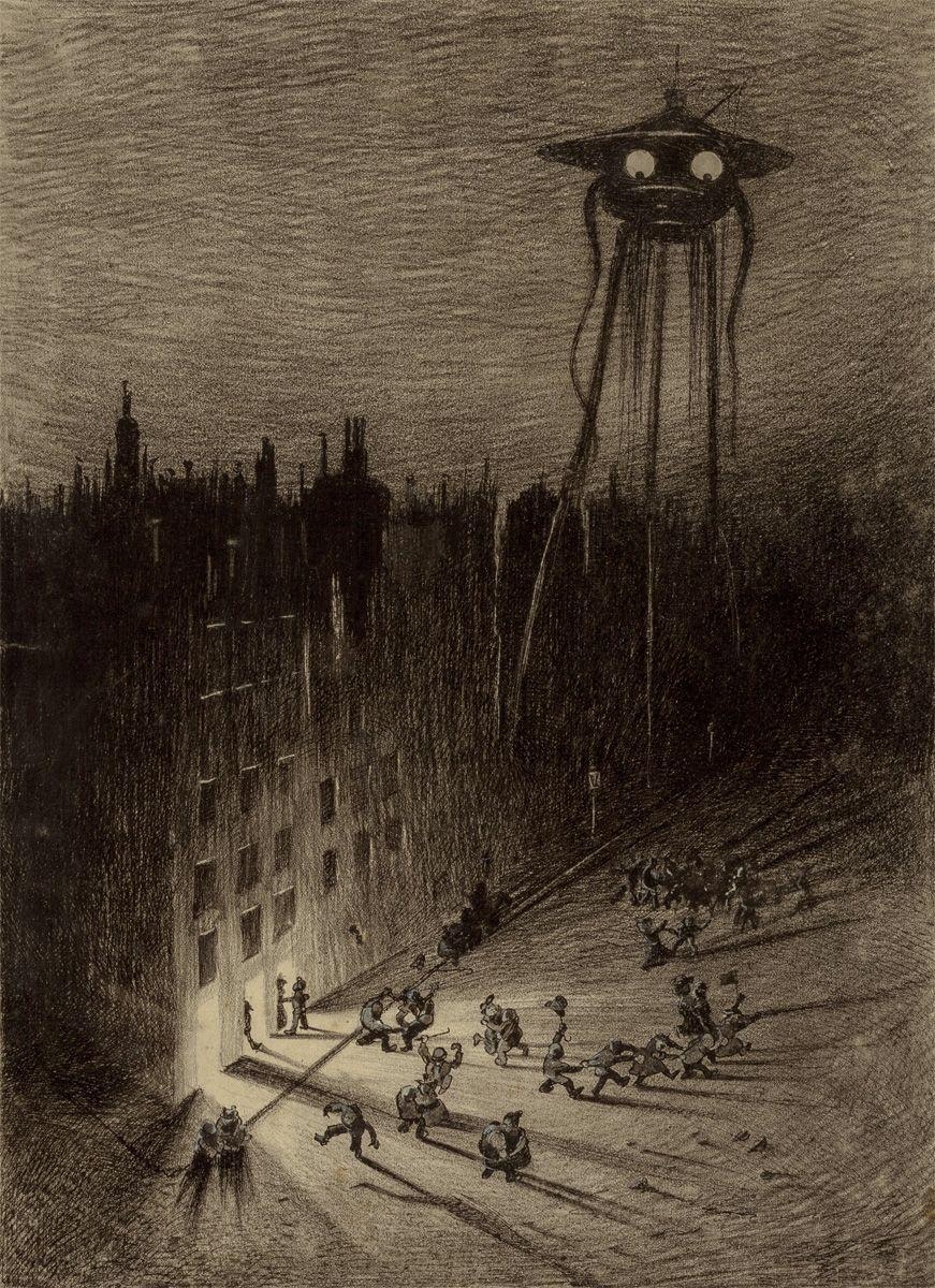 880x1200 The War of the Worlds Mobile Gallery. pencil and ink drawings, Phone