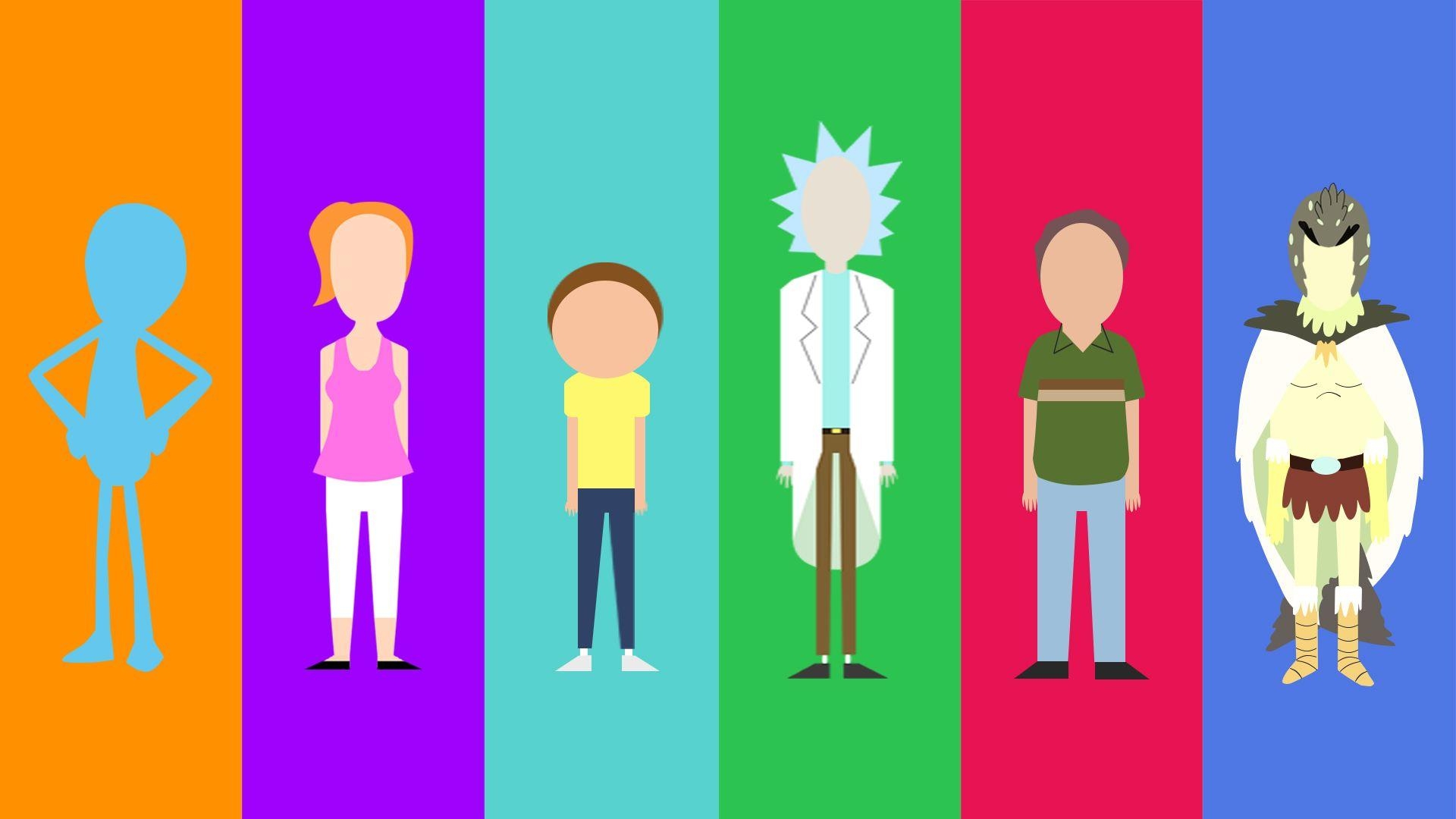 1920x1080 My minimalist Rick and Morty character collection, Desktop