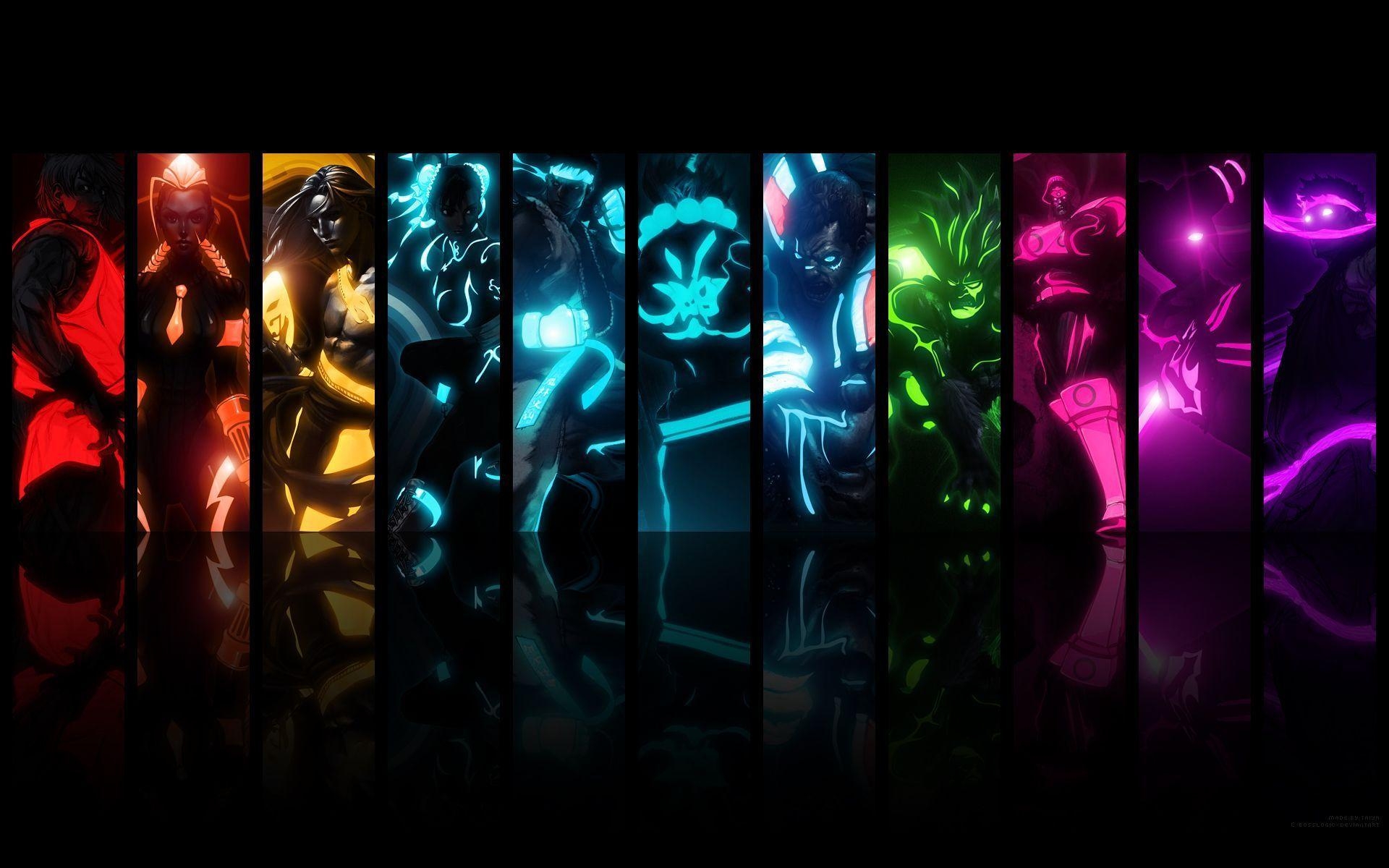 1920x1200 Street Fighters Fighter Tron Style Wallpaper  px Free, Desktop