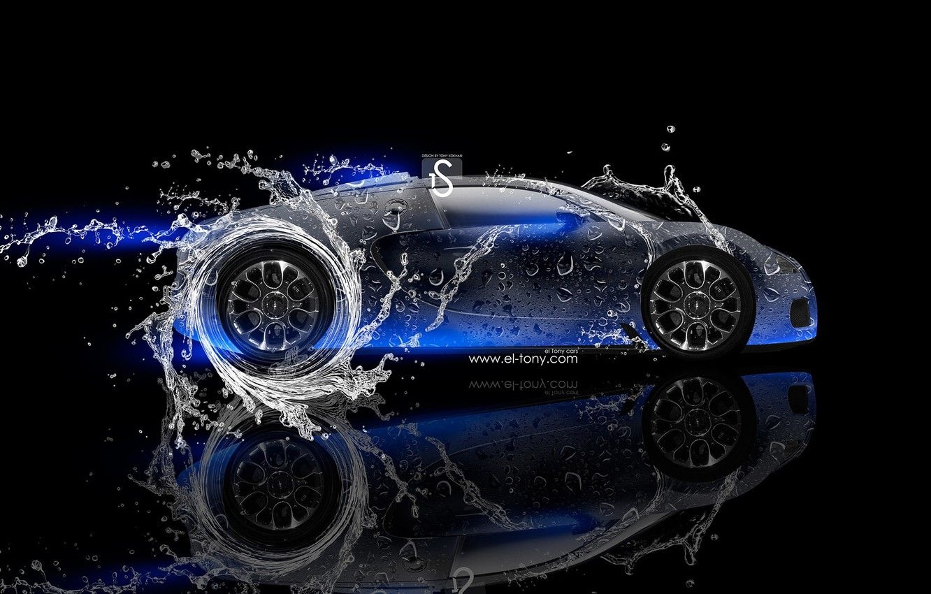 1340x850 Wallpaper Water, Neon, Bugatti, Veyron, Blue, Veyron, Blue, Photohop, Photohop, Design, Black, Water, Neon, Effects, el Tony Cars, Bugati image for desktop, section bugatti, Desktop