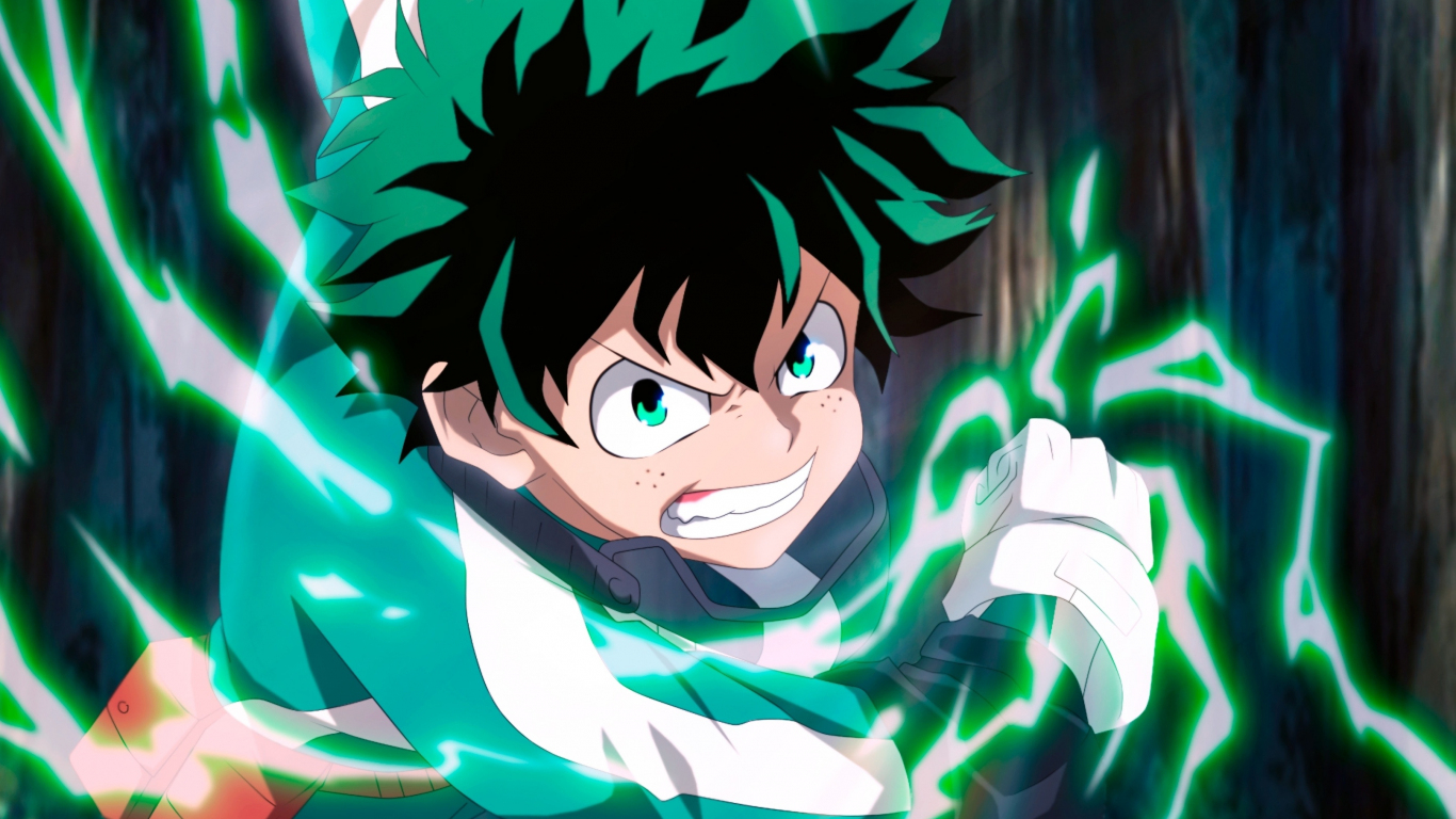 1370x770 Download  wallpaper izuku midoriya, angry, anime boy, art, tablet, laptop,  HD image, background, 10003, Desktop