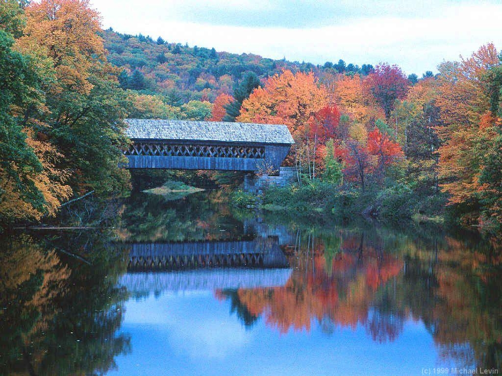 1030x770 New England Covered Bridges and fall foliage, Desktop