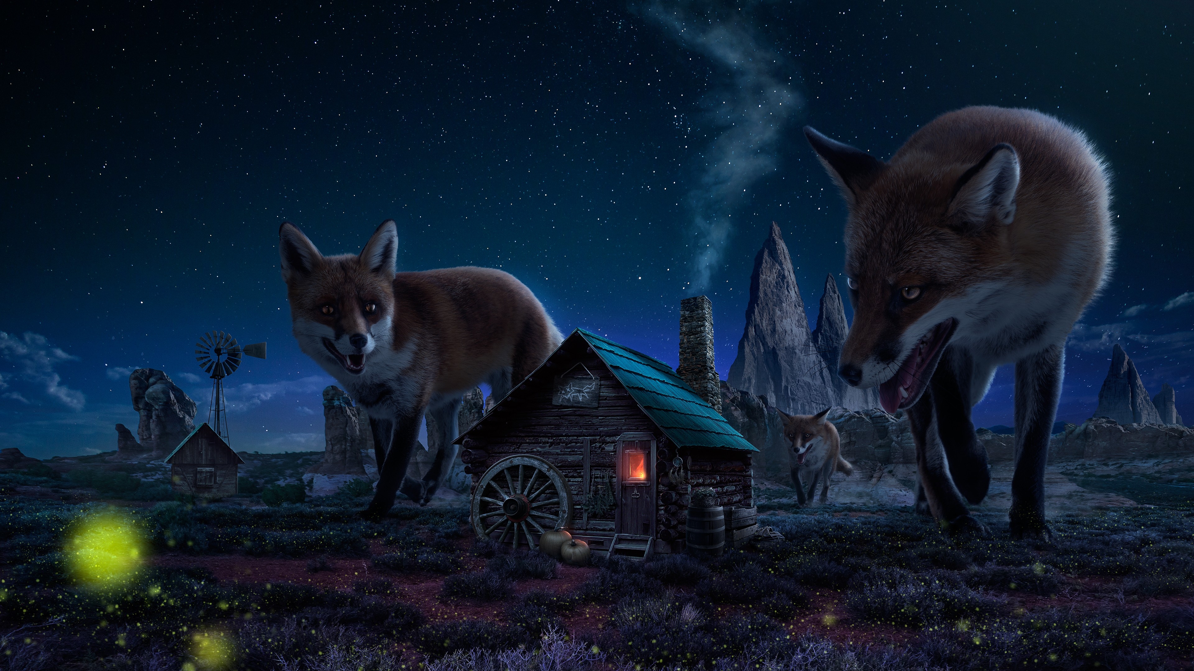 3840x2160 #digital art, #giant, #fox, #fantasy art wallpaper. Mocah HD Wallpaper, Desktop