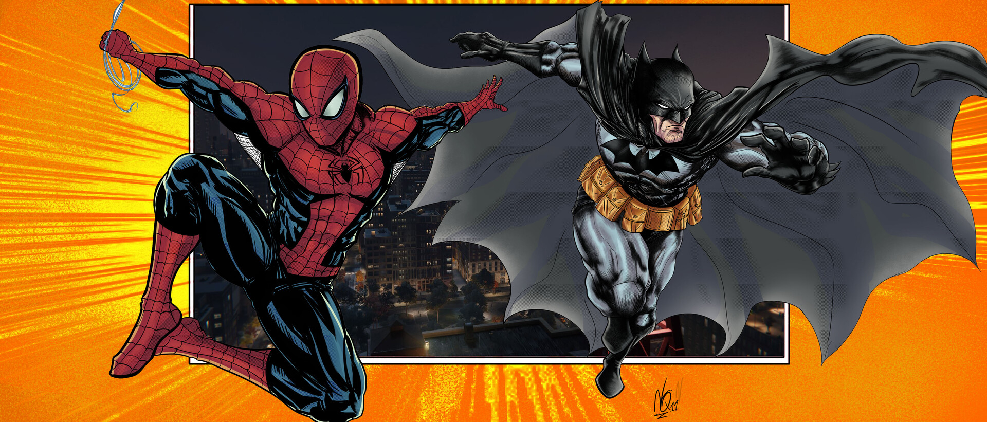 1920x830 batman and spiderman team up!, Dual Screen