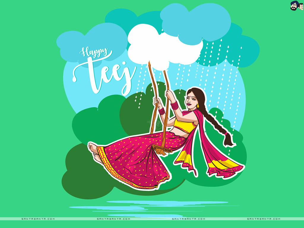 1030x770 Vector of a woman on a swing during Teej festivities, Desktop