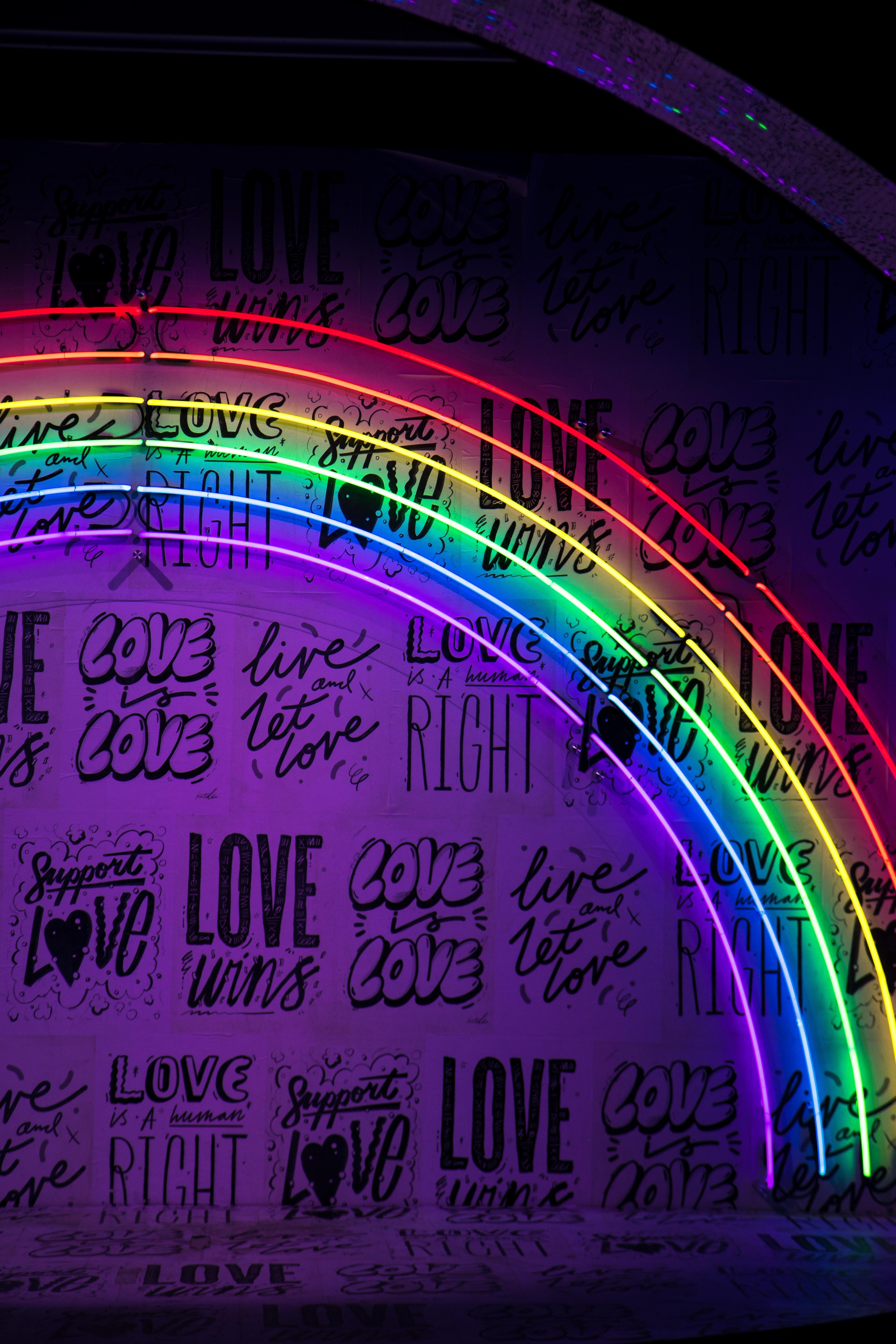 3790x5680 Wallpaper Neon lights, Rainbow, Typography, Love, 4K, Love, Phone