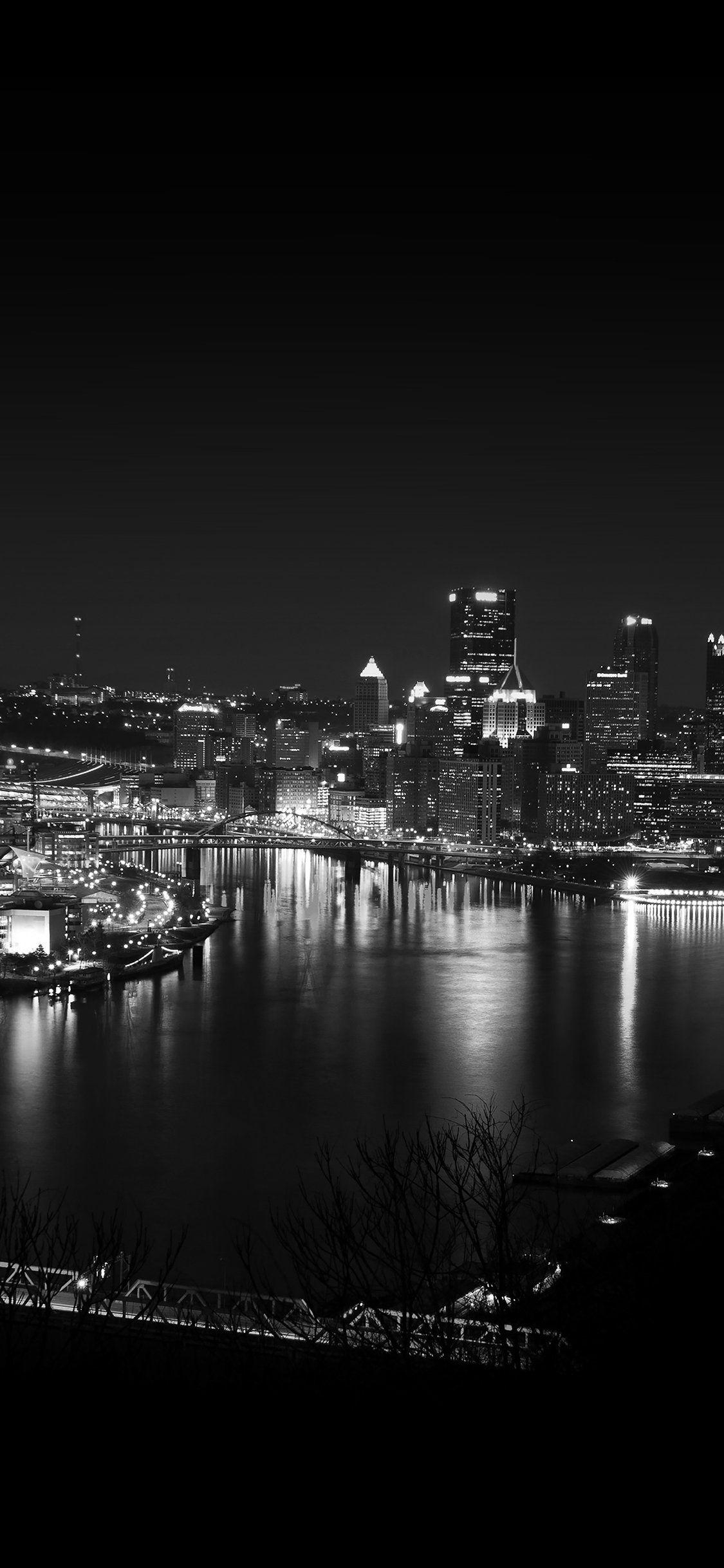 1130x2440 Pittsburgh dark skyline night cityview iPhone X Wallpaper Free, Phone