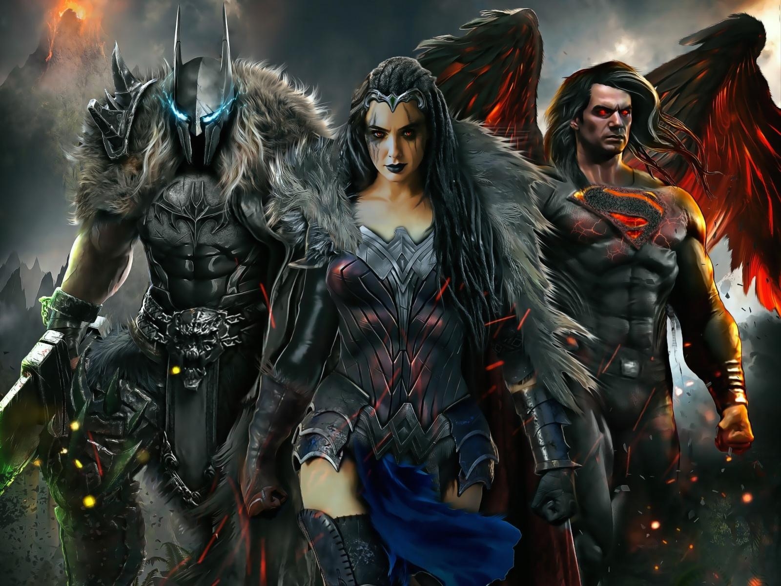 1600x1200 Download  wallpaper dark trinity, batman, wonder woman, Desktop