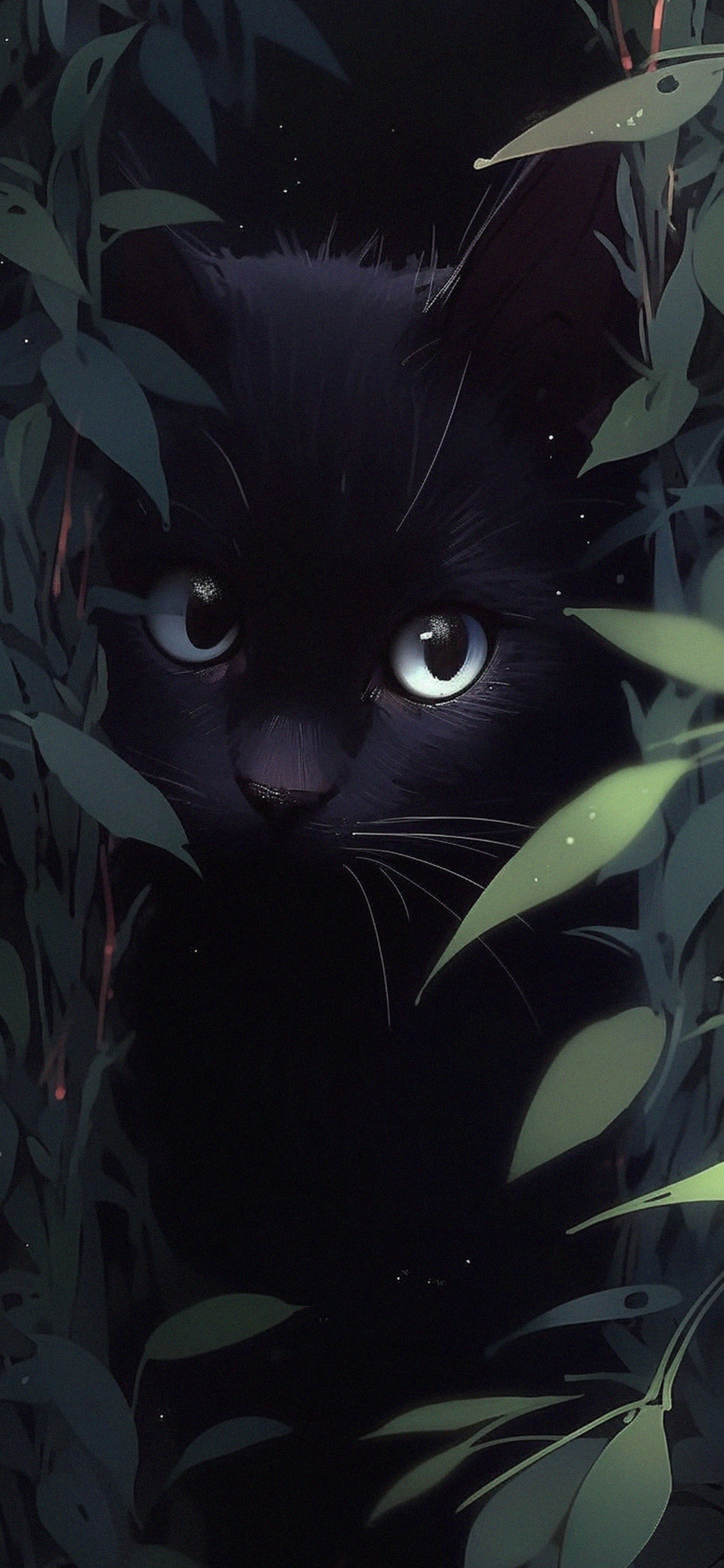 1190x2560 Cute Black Cat in the Grass Aesthetic Wallpaper, Phone