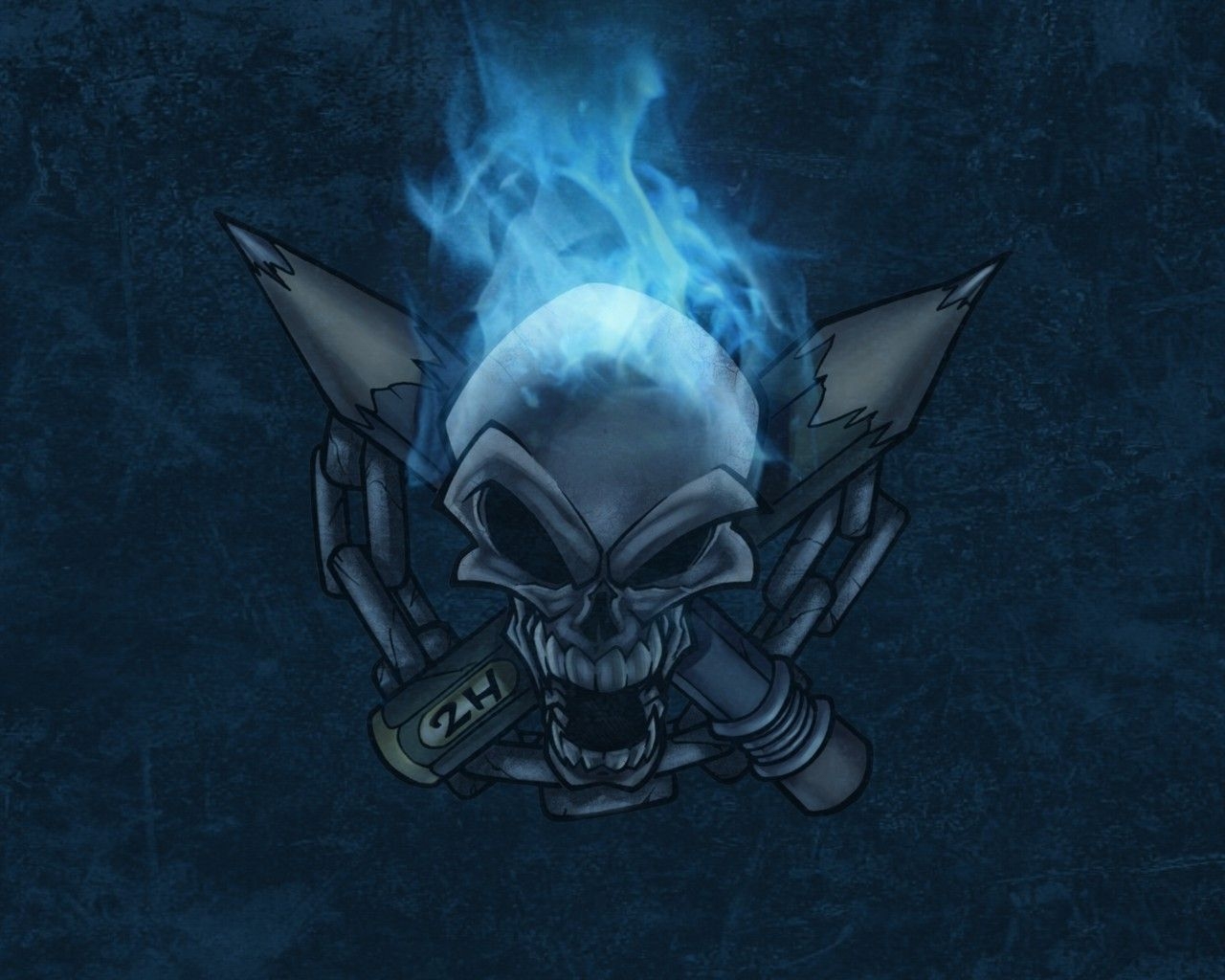 1280x1030 Blue Fire Skull Wallpaper, Desktop