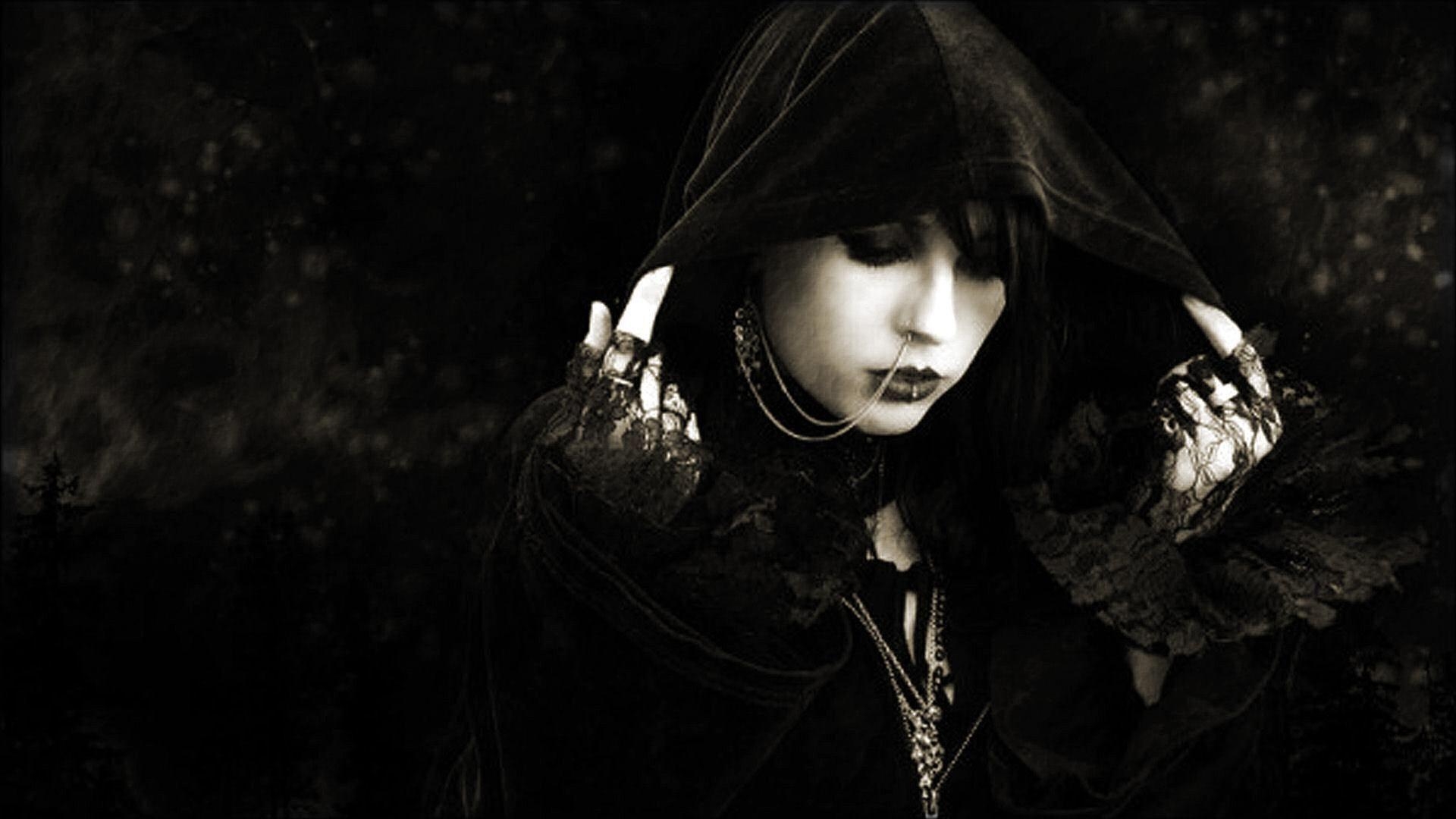 1920x1080 Dark Haired Gothic Girl. Dark Girl Goth Gothic Mysterious White, Desktop