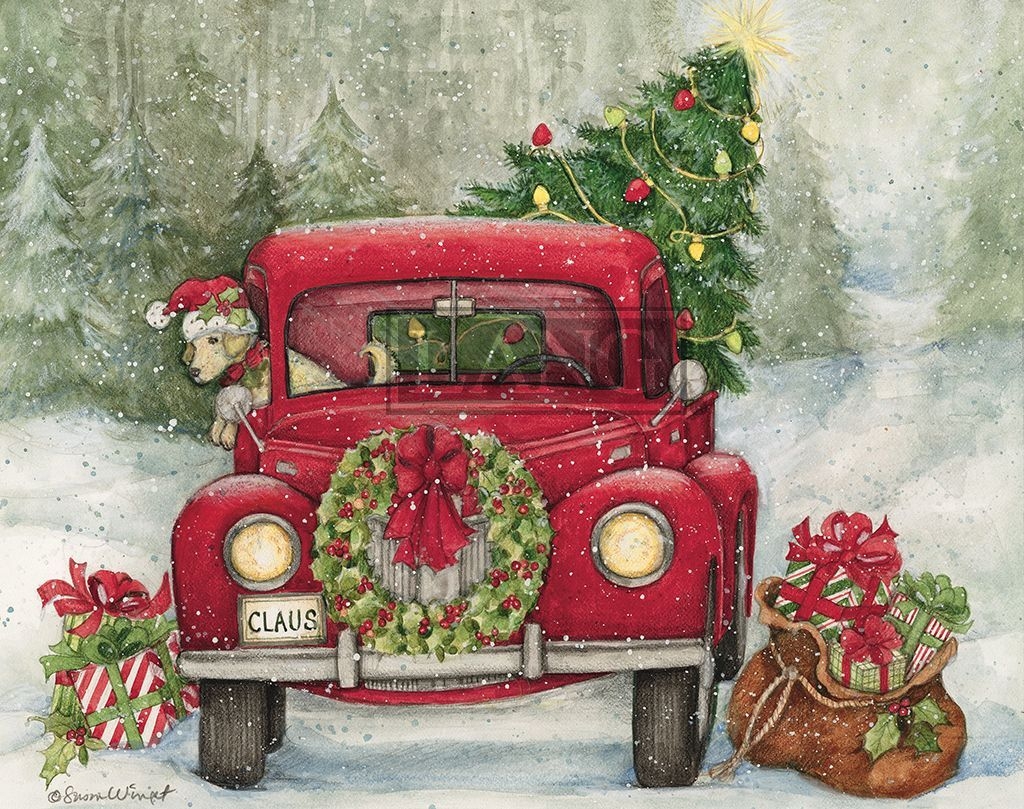 1030x810 Vintage Red Truck Christmas Desktop Wallpaper, Desktop