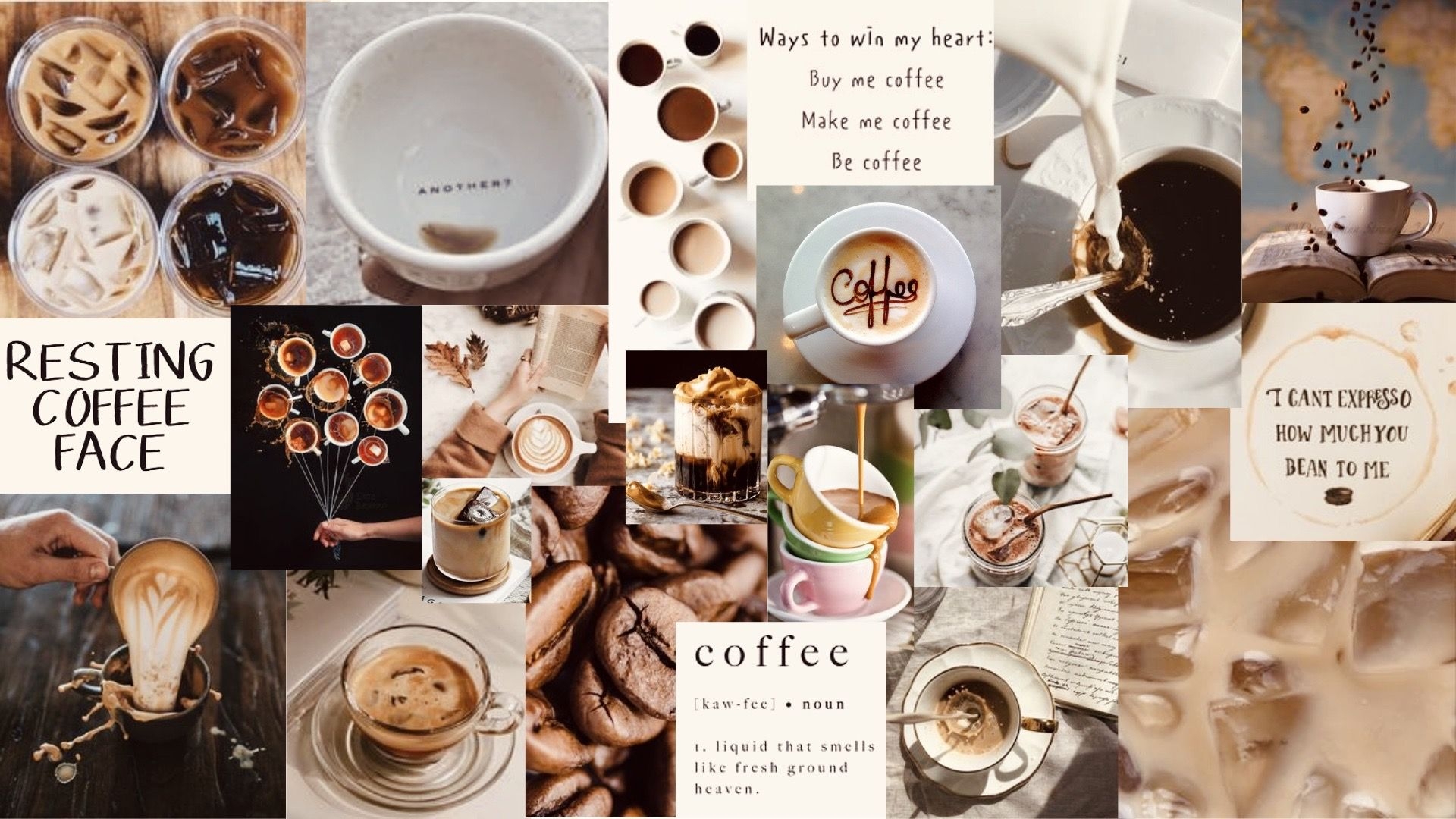 1920x1080 Aesthetic Coffee Collage :)). Aesthetic coffee, Purple wallpaper, Coffee tea, Desktop