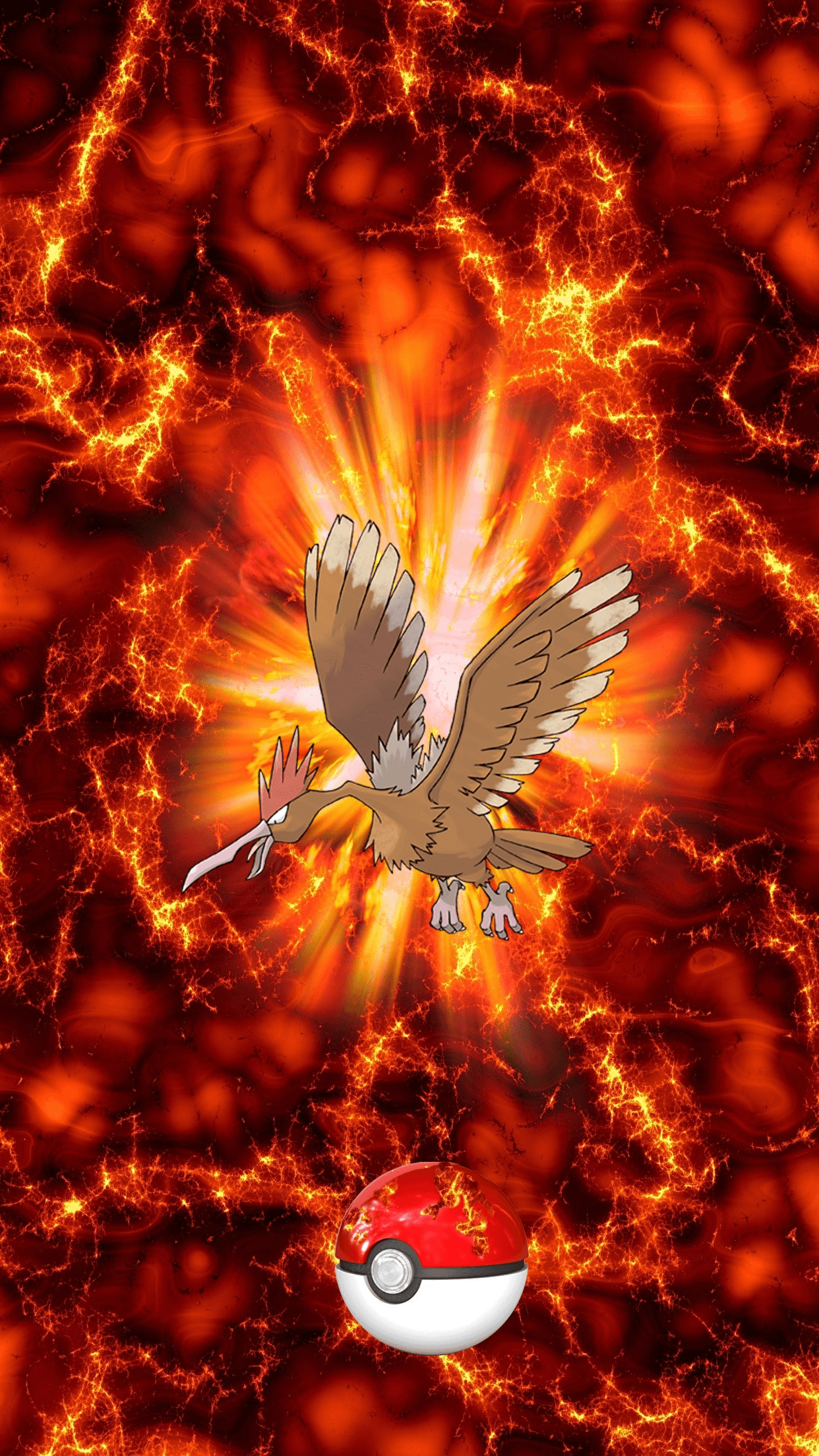 1250x2210 Fire Pokeball Fearow Onidrill Spearow, Phone