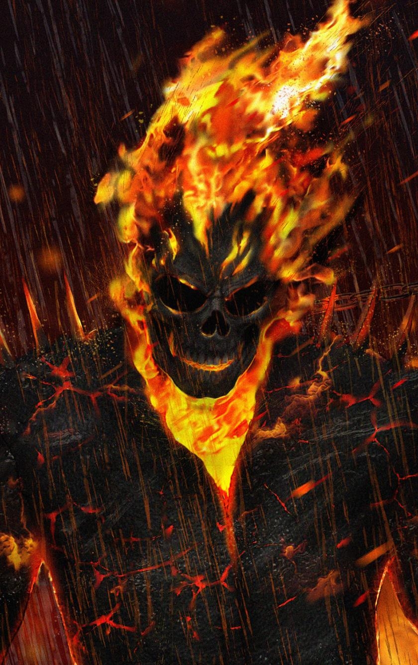 840x1340 Download  wallpaper ghost rider, artwork, marvel, Phone