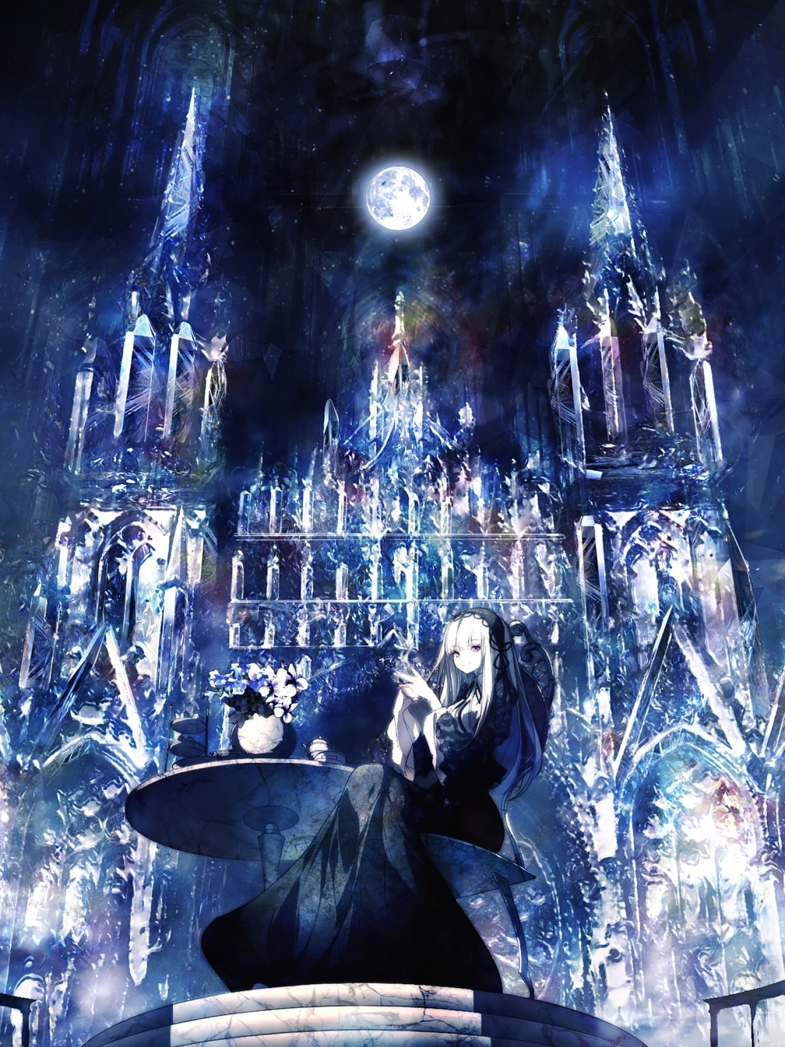 1540x2050 Download  Anime Girl, Gothic, Castle, Black Dress Wallpaper for Apple iPad Mini, Apple IPad 4, Phone