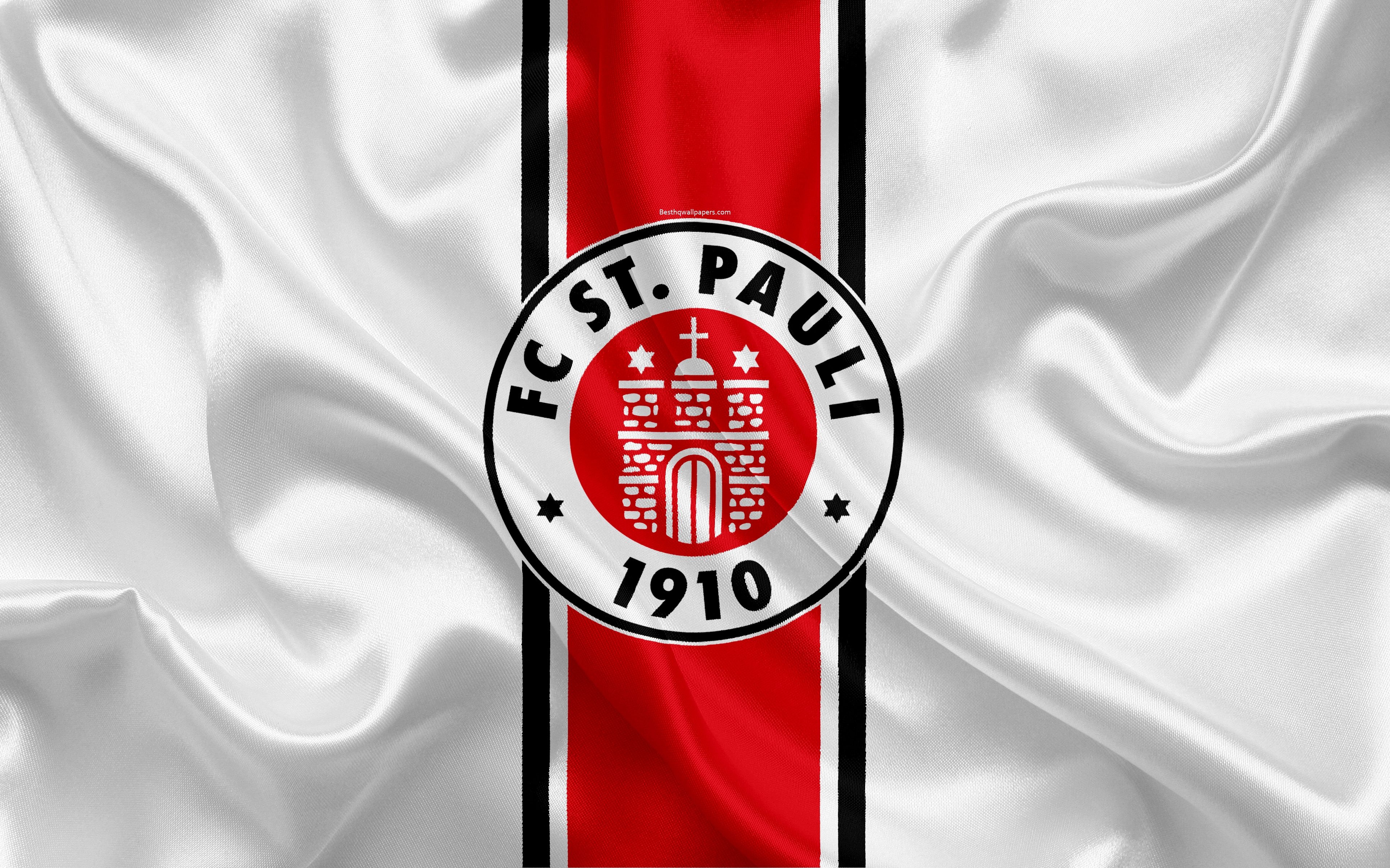 3840x2400 St Pauli Fc, 4k, White Silk Flag, German Football Club, St Pauli Logo Wallpaper & Background Download, Desktop