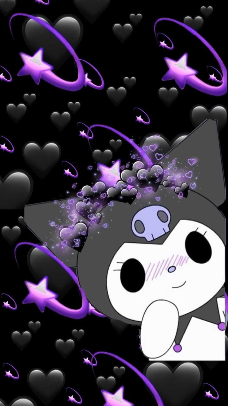 740x1310 Kuromi Wallpaper Explore more Black Hat, Cute, Kuromi, My Melody's, Pink Skull wallpaper.. Purple wallpaper iphone, My melody wallpaper, Rabbit wallpaper, Phone