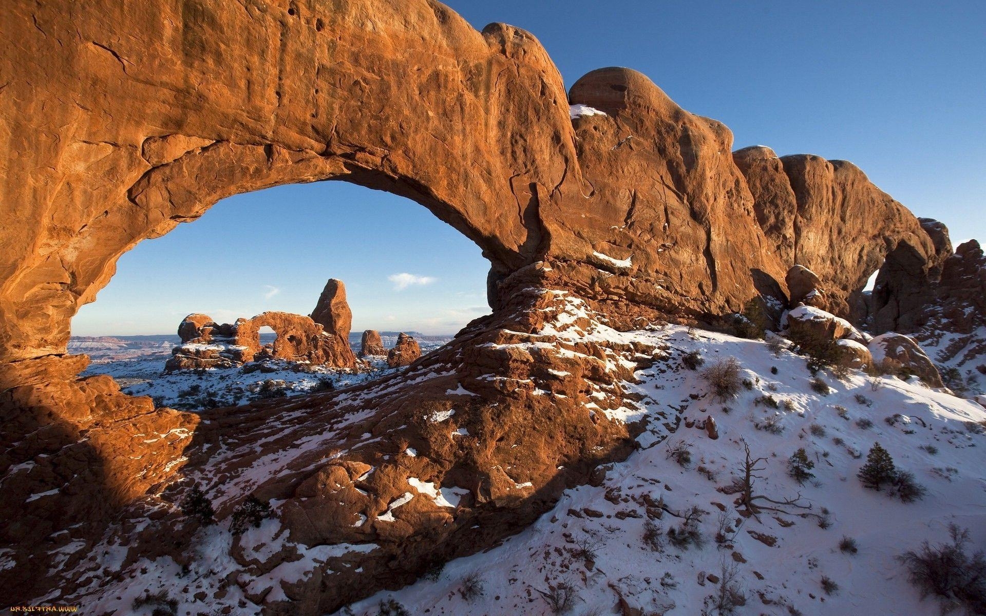 1920x1200 landscape, Rock Formation, Arch, Snow, Utah Wallpaper HD / Desktop, Desktop