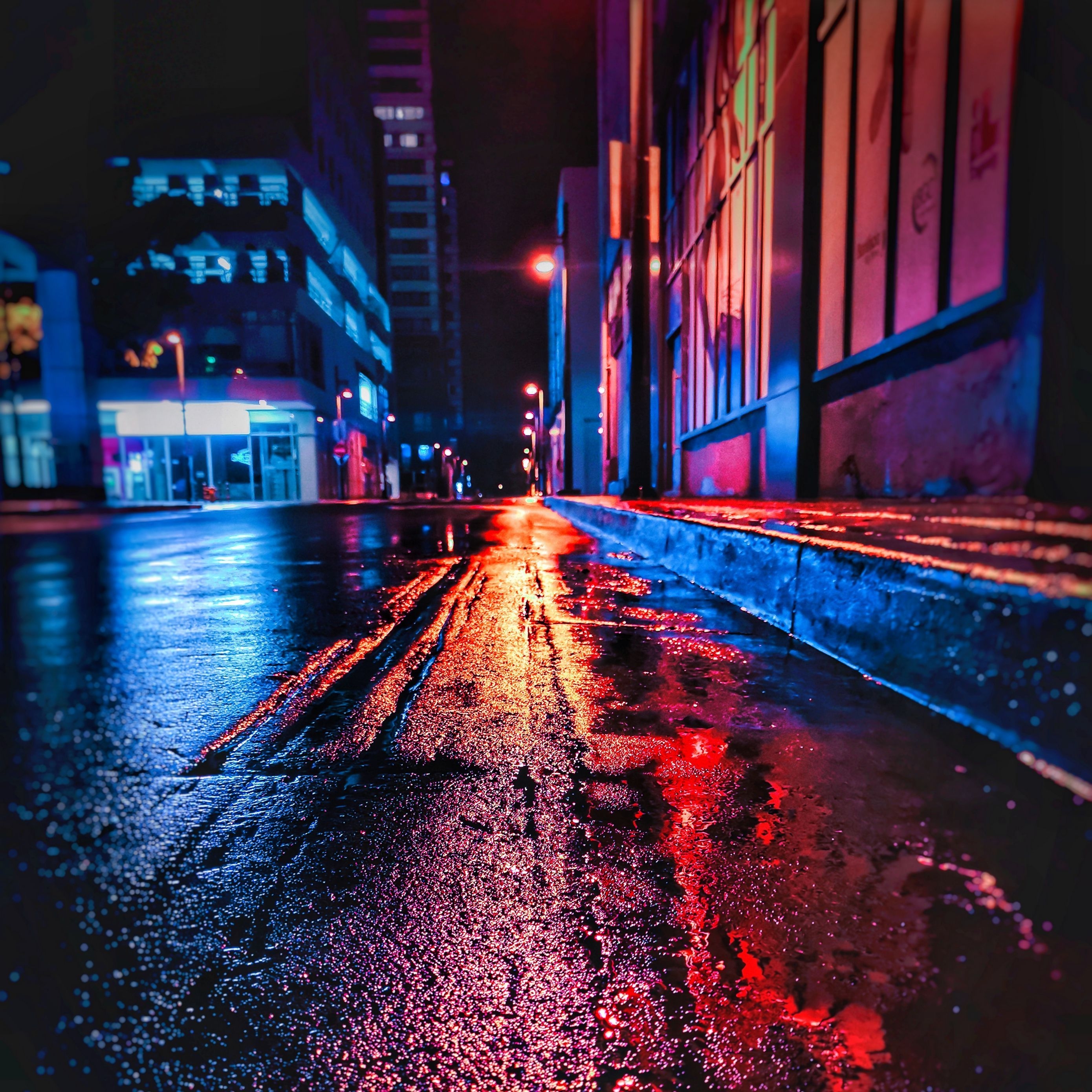 2780x2780 Download wallpaper  street, night, wet, neon, city ipad air, ipad air ipad ipad ipad mini ipad mini ipad mini ipad pro 9.7 for parallax HD background, Phone