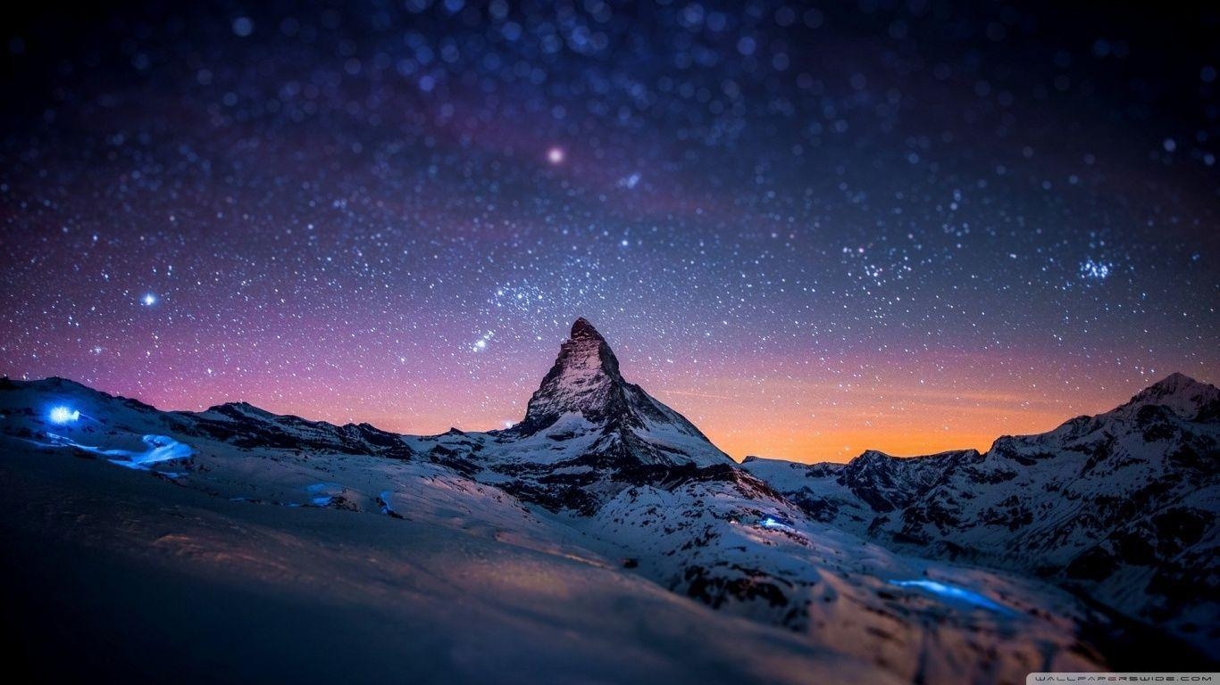 1370x770 Mountain at Night HD desktop wallpaper, High Definition, Desktop