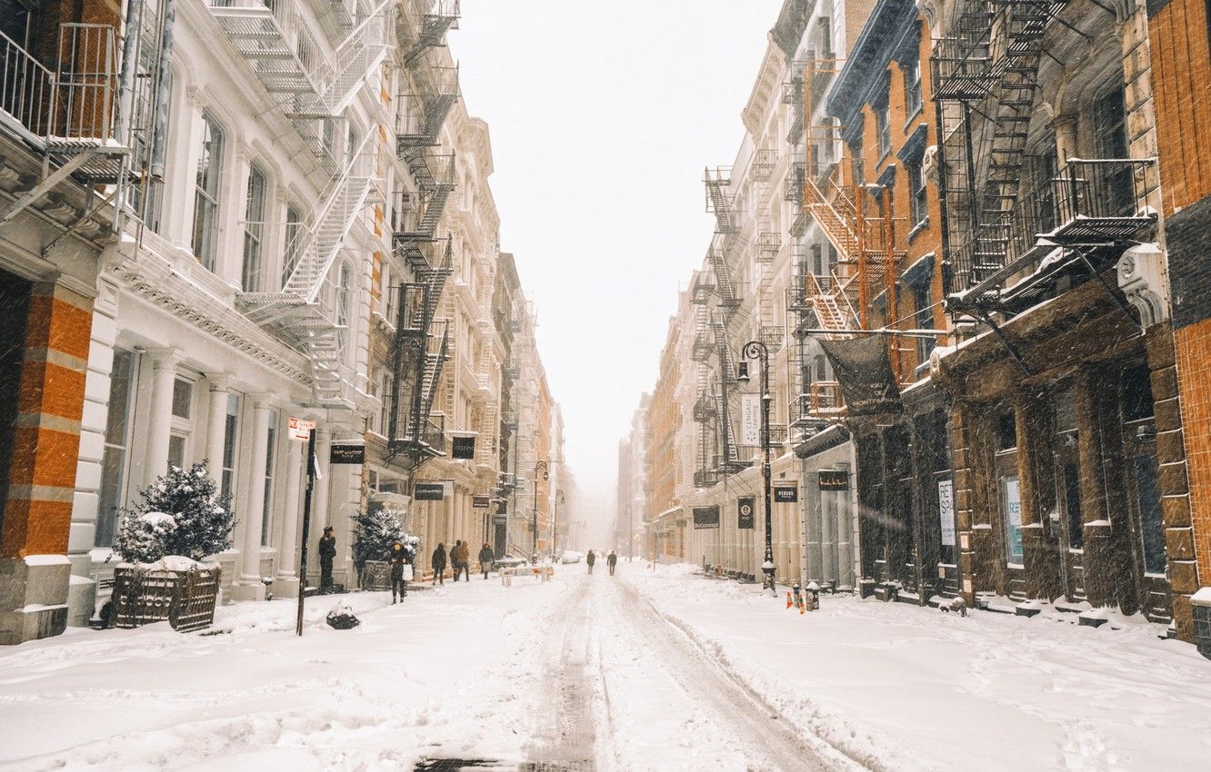 1340x850 Wallpaper New York, winter, snow image for desktop, section город, Desktop