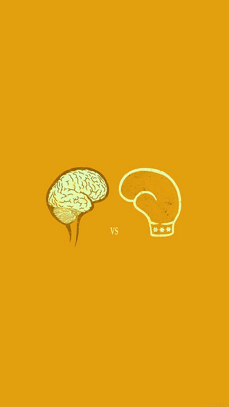 750x1340 iPhone X wallpaper. brain vs boxing illust gold minimal art, Phone