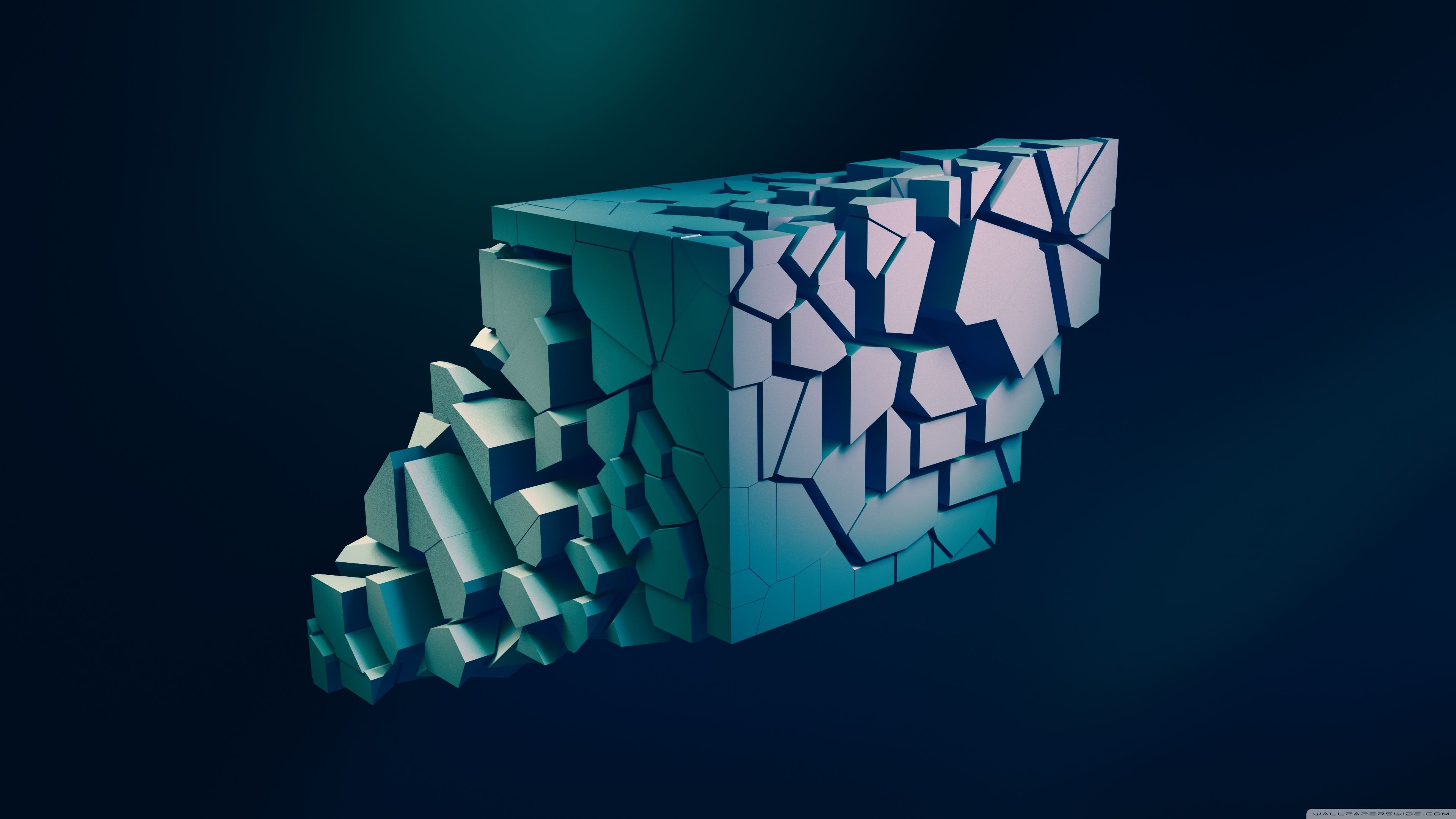 3840x2160 Shattered Abstract 3D Cube Ultra HD Desktop Background Wallpaper for 4K UHD TV, Widescreen & UltraWide Desktop & Laptop, Multi Display, Dual Monitor, Tablet, Desktop