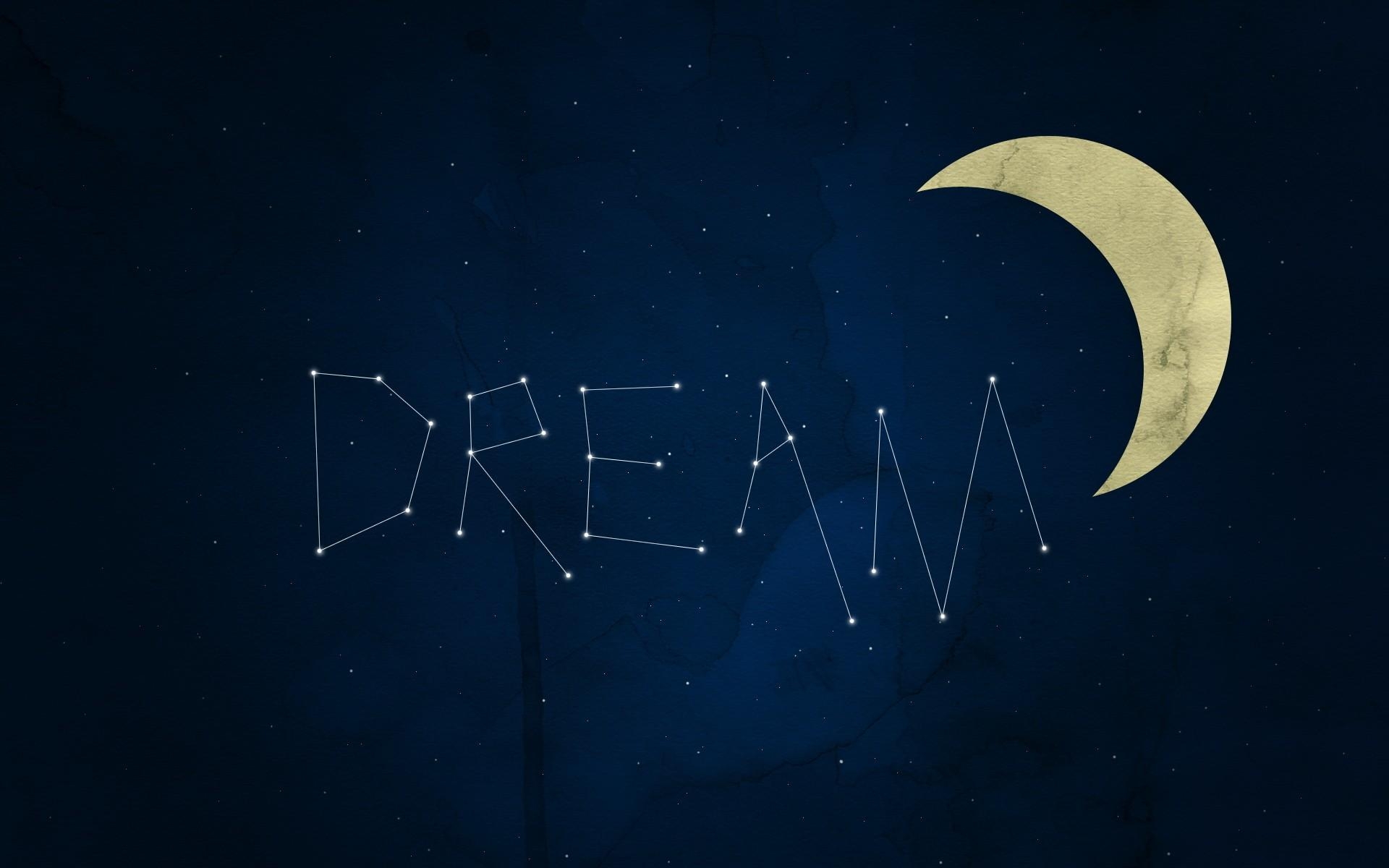 1920x1200 typography, dreams, night sky, Constellations, crescent moon, Desktop