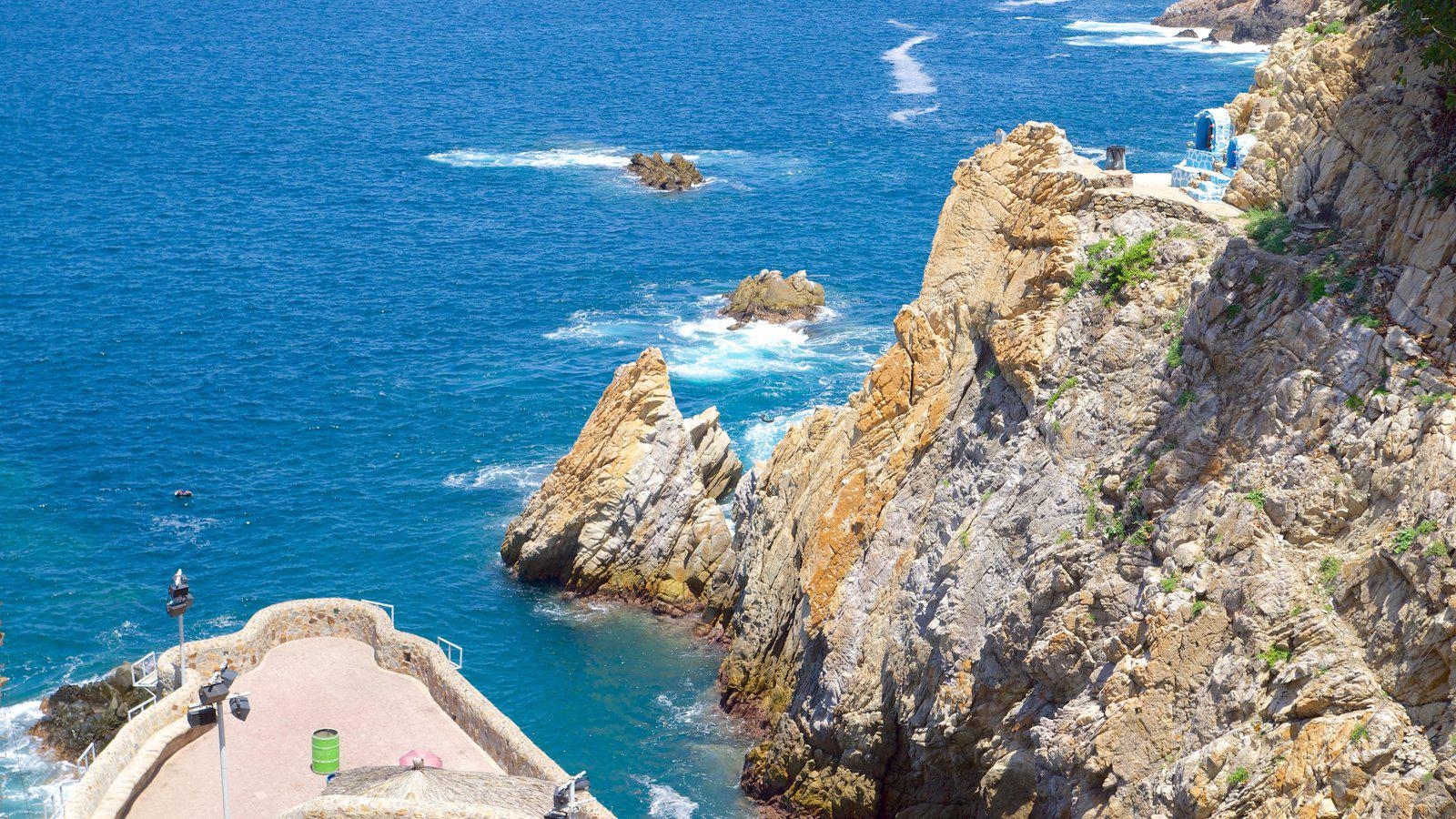 1600x900 Rocky Coastline with Promenade in Acapulco Mexico, Desktop