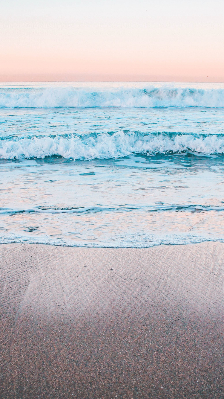 750x1340 Download calm, beach, sea waves, peaceful  wallpaper, iphone iphone  HD image, background, 8572, Phone