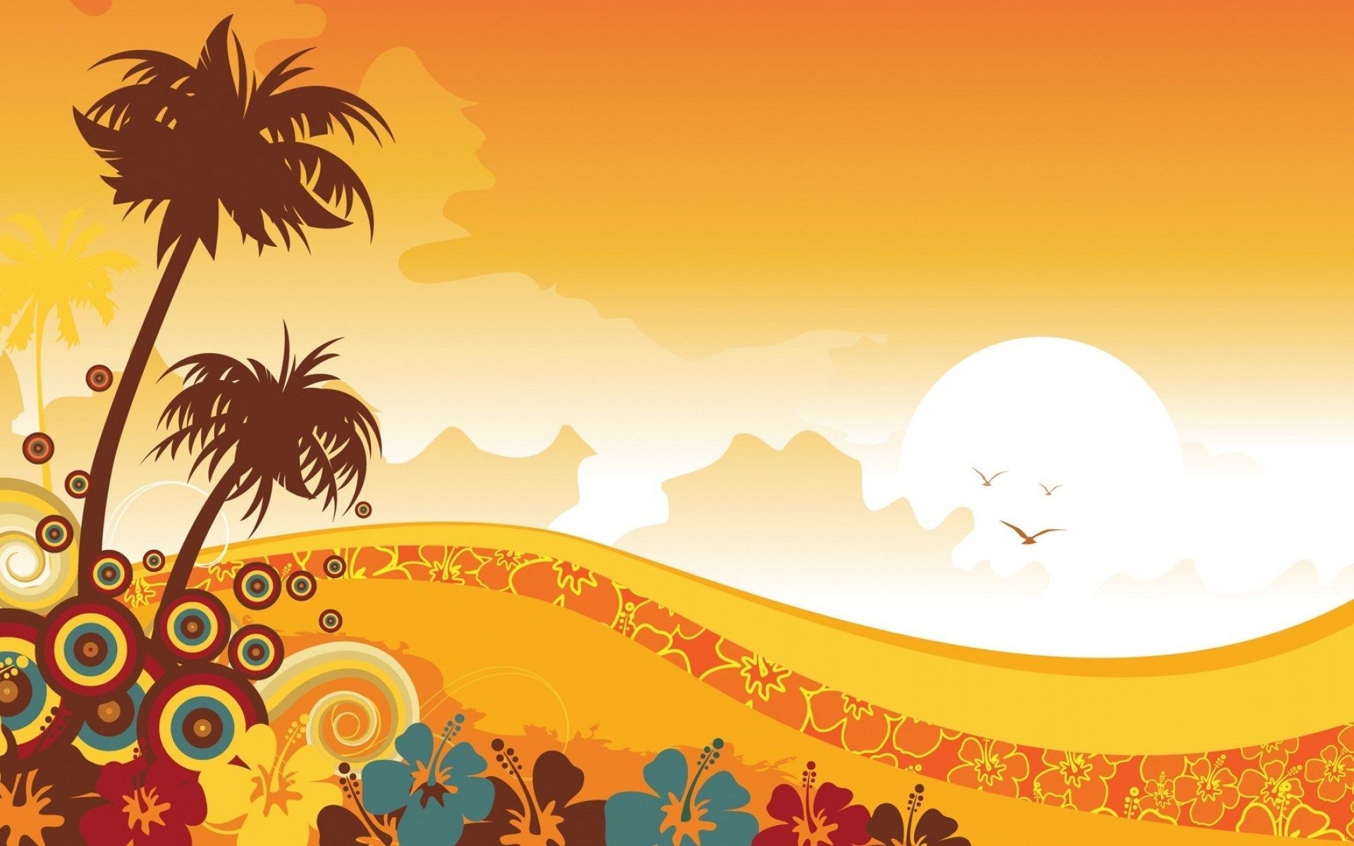 1920x1200 Landscape Vector Art HD Wallpaper. Art wallpaper, Tropical background, Vector art, Desktop