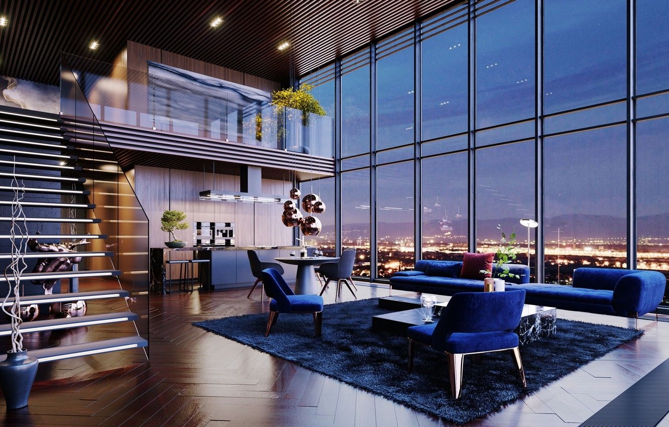 1340x850 Wallpaper space, interior, penthouse, living room, USA Luxury Life, Dream House Interior, Luxury Homes, Luxury penthouse in LA image for desktop, section интерьер, Desktop