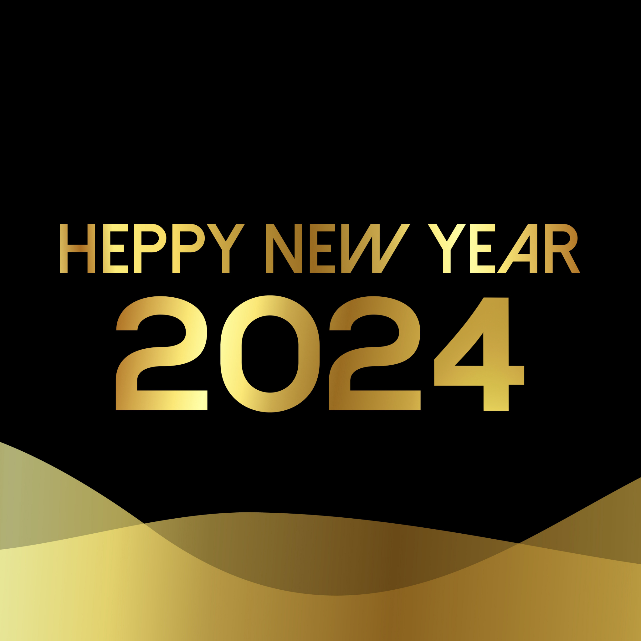 2050x2050 Happy New Year 2024 Wallpaper 4K, Wishes, Golden letters, AMOLED, Phone