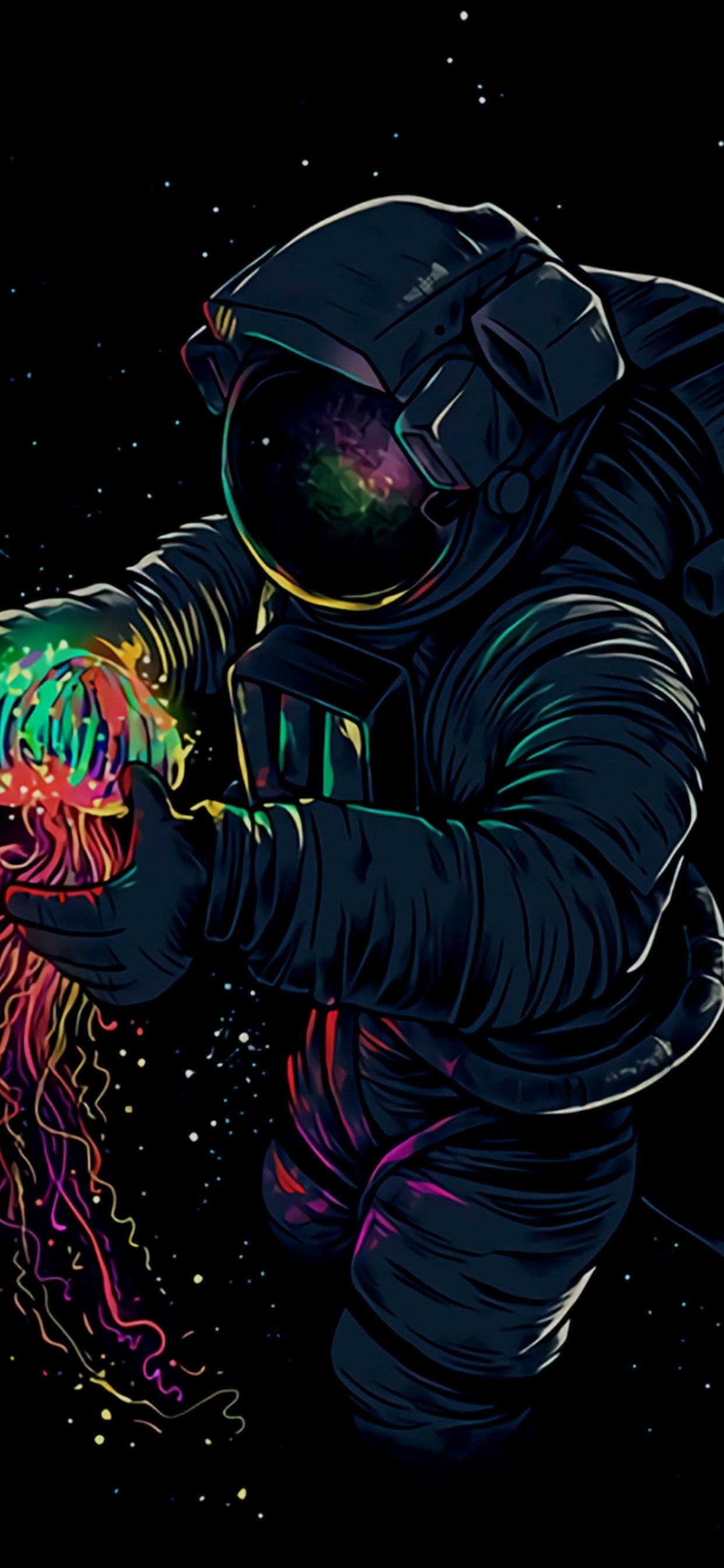 1250x2690 Astronaut With Jellyfish iPhone XS MAX Wallpaper, HD, Phone