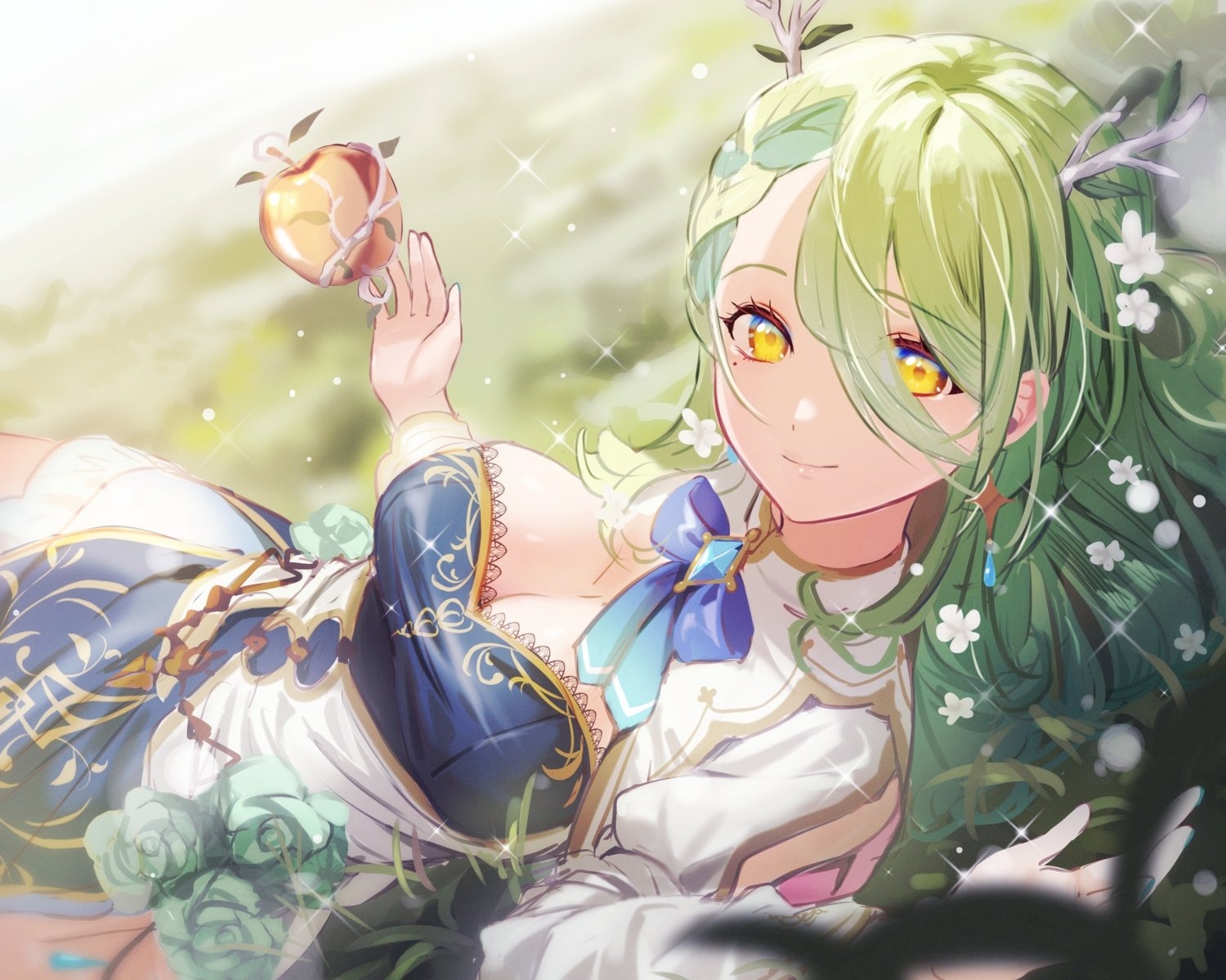 1500x1200 akaike ceres fauna dress green hair hololive long hair yellow eyes. konachan.com.com Anime Wallpaper, Desktop