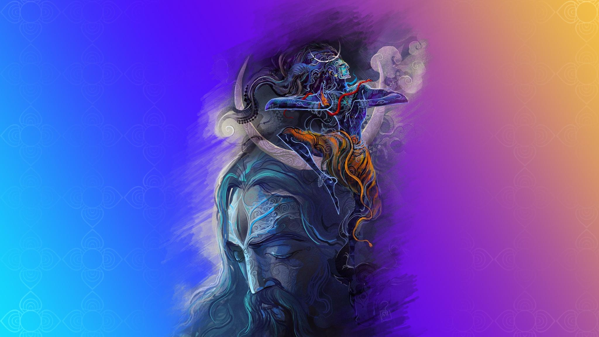 2050x1160 Download  wallpaper lord shiva, god, digital art, Desktop