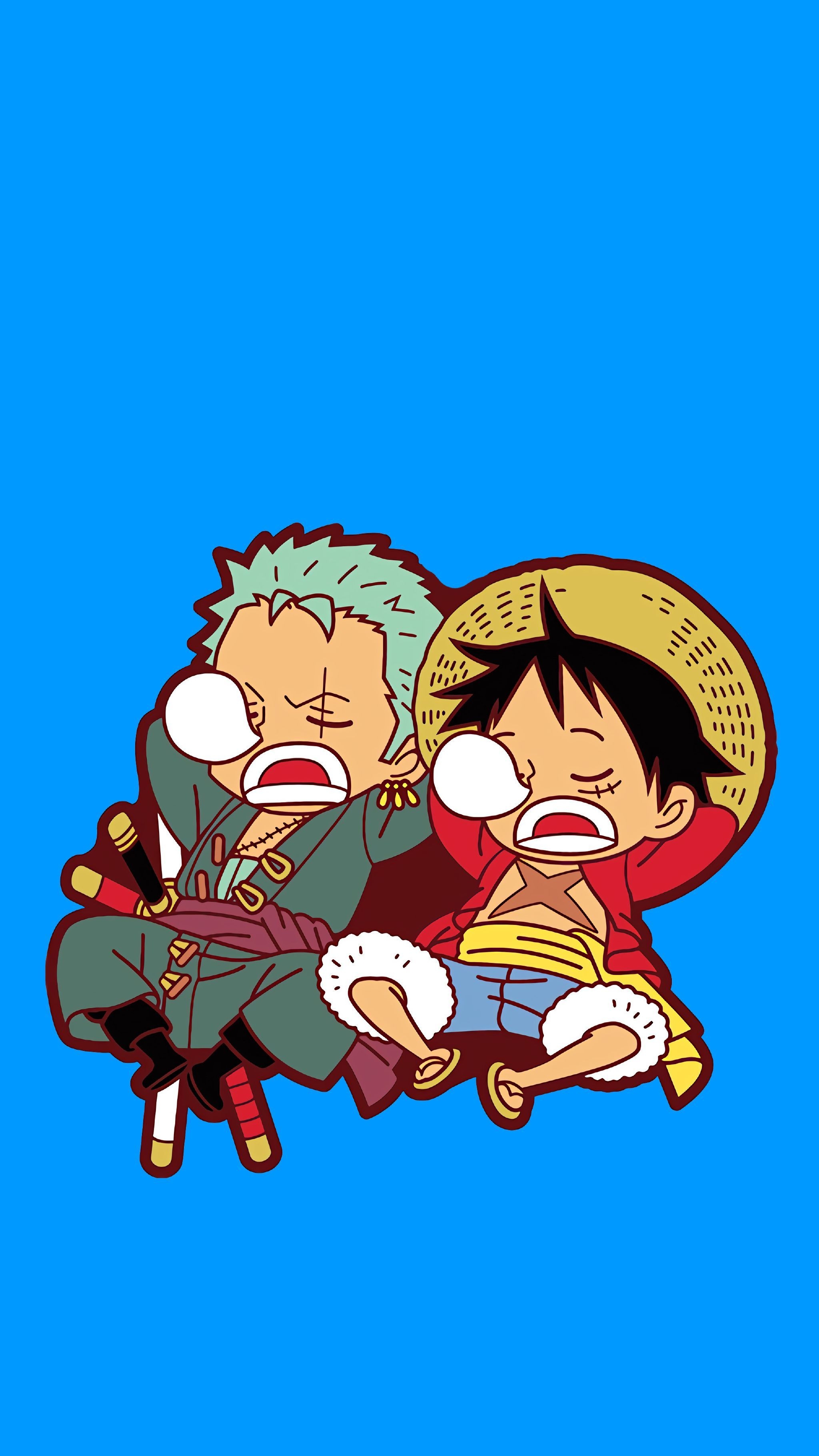 2050x3650 Zoro & Luffy. Kartun, Chibi, Animasi, Phone