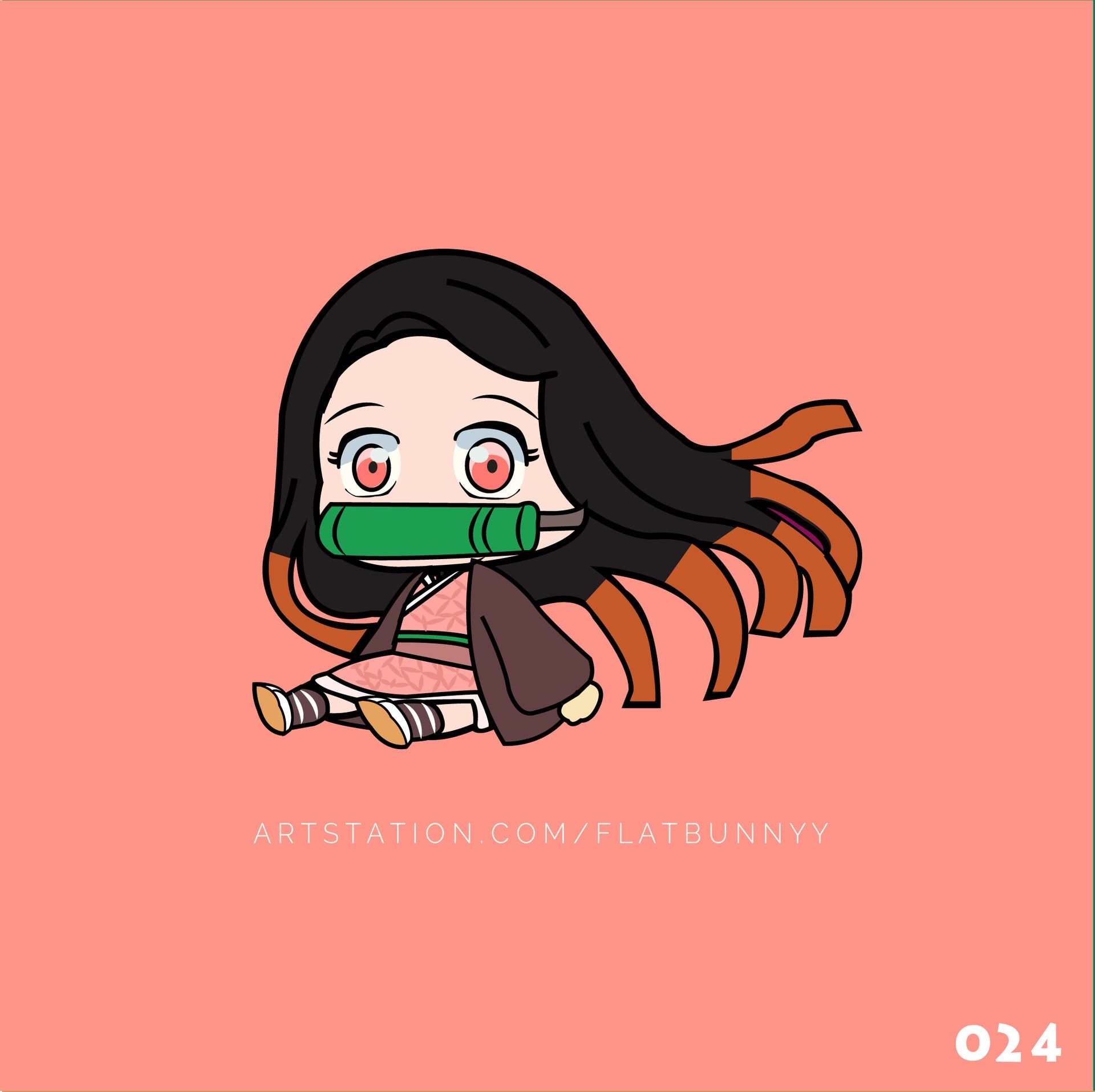 1920x1920 Nezuko chibi, Flat bunnyy, Desktop