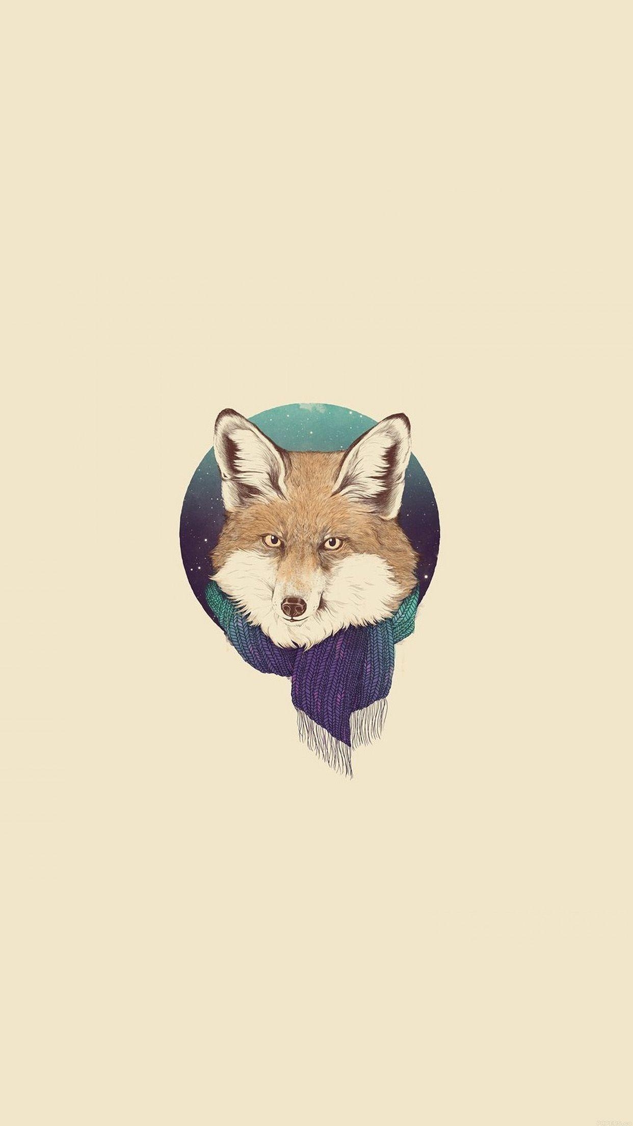 1250x2210 iPhone7papers fox winter illust art minimal, Phone