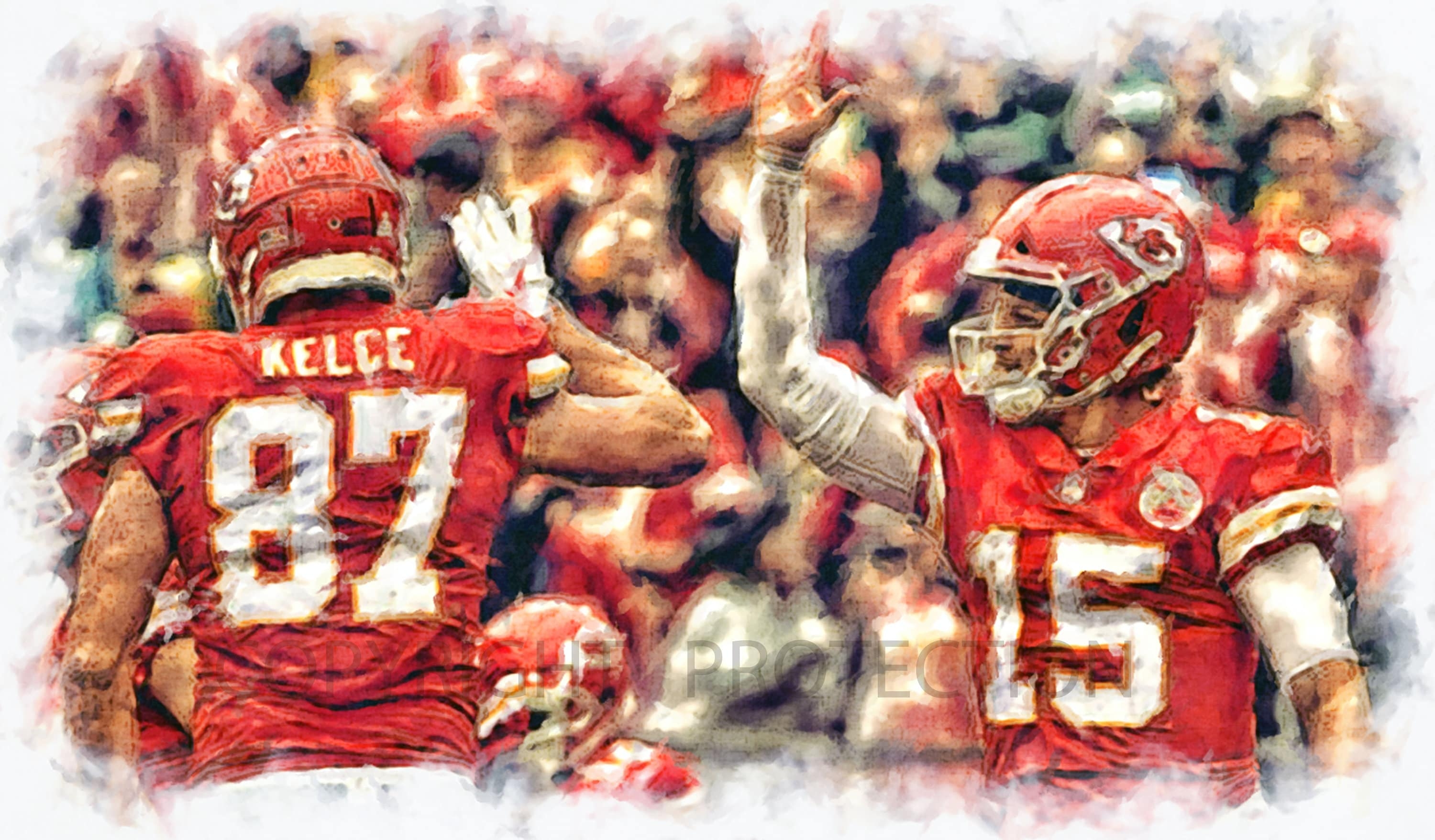 3000x1760 Patrick Mahomes /travis Kelce Kansas City Chiefs Art Print, Desktop