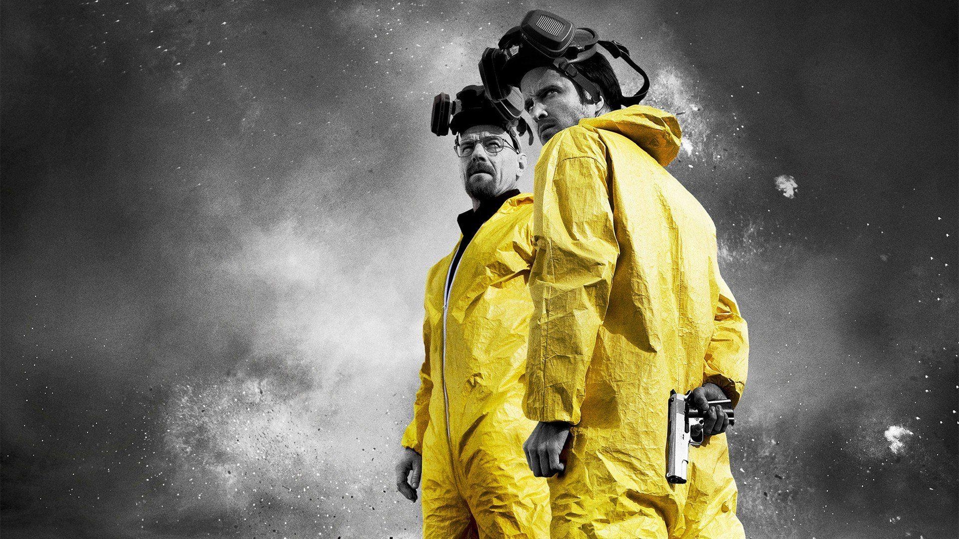 1920x1080 Breaking Bad, Selective coloring, Gas masks, Walter White, Jesse, Desktop